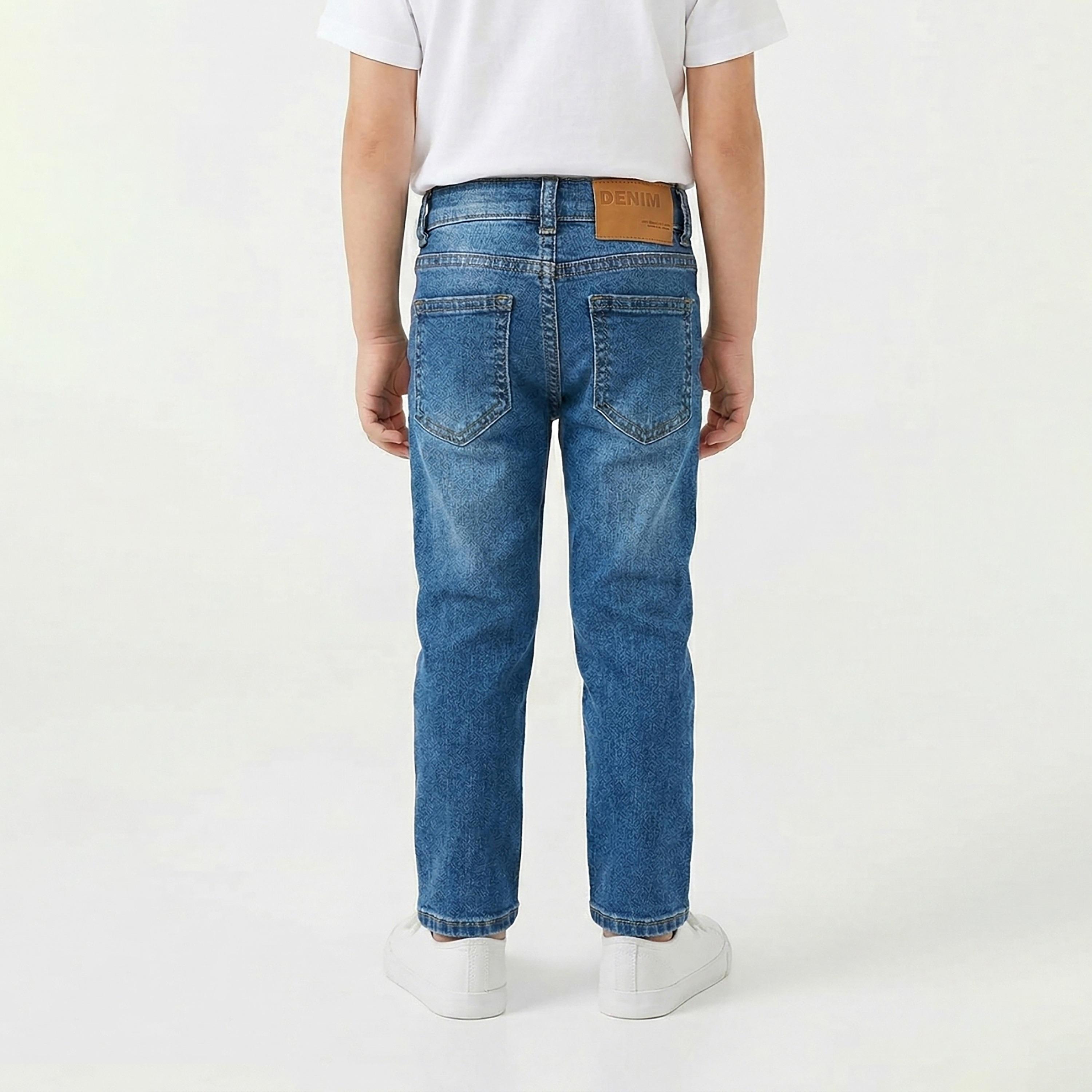 بنطلون جينز سادة ممزق بخصر قابل للتعديل من بيبيكلو-boys-clothing-bottoms-jeans-image-3