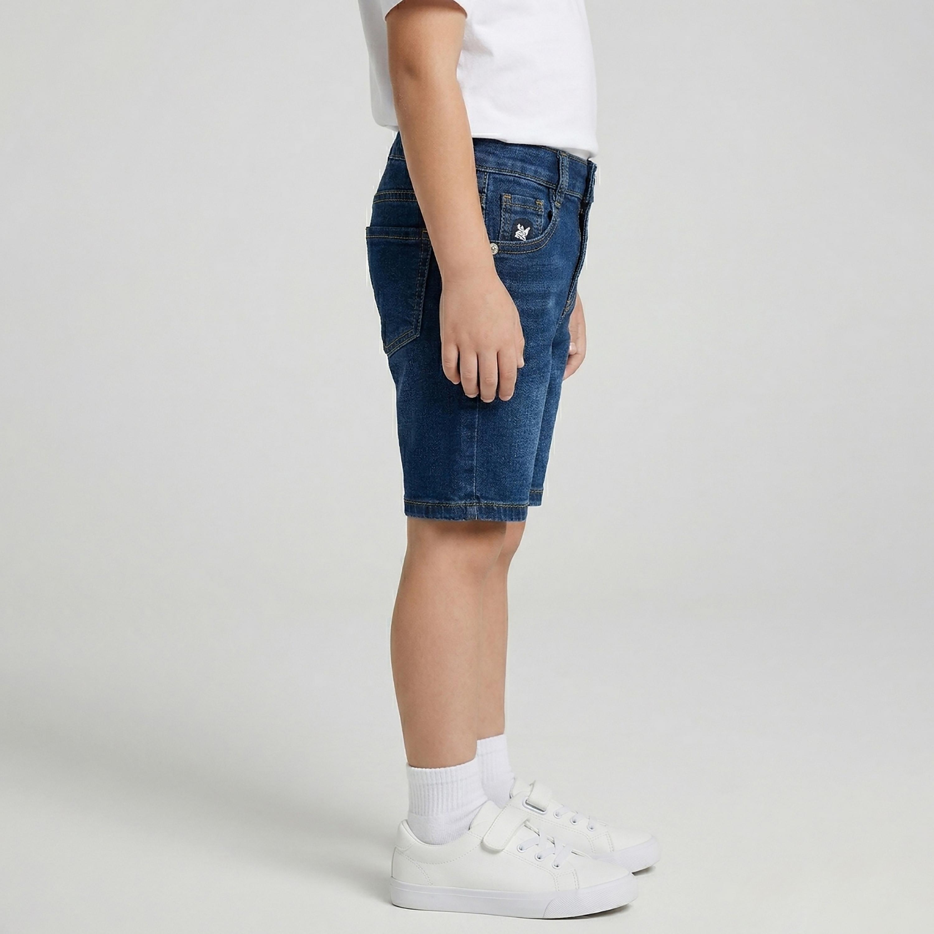 Babyqlo Solid Adjustable Waist Denim Shorts-boys-clothing-bottoms-shorts-image-3