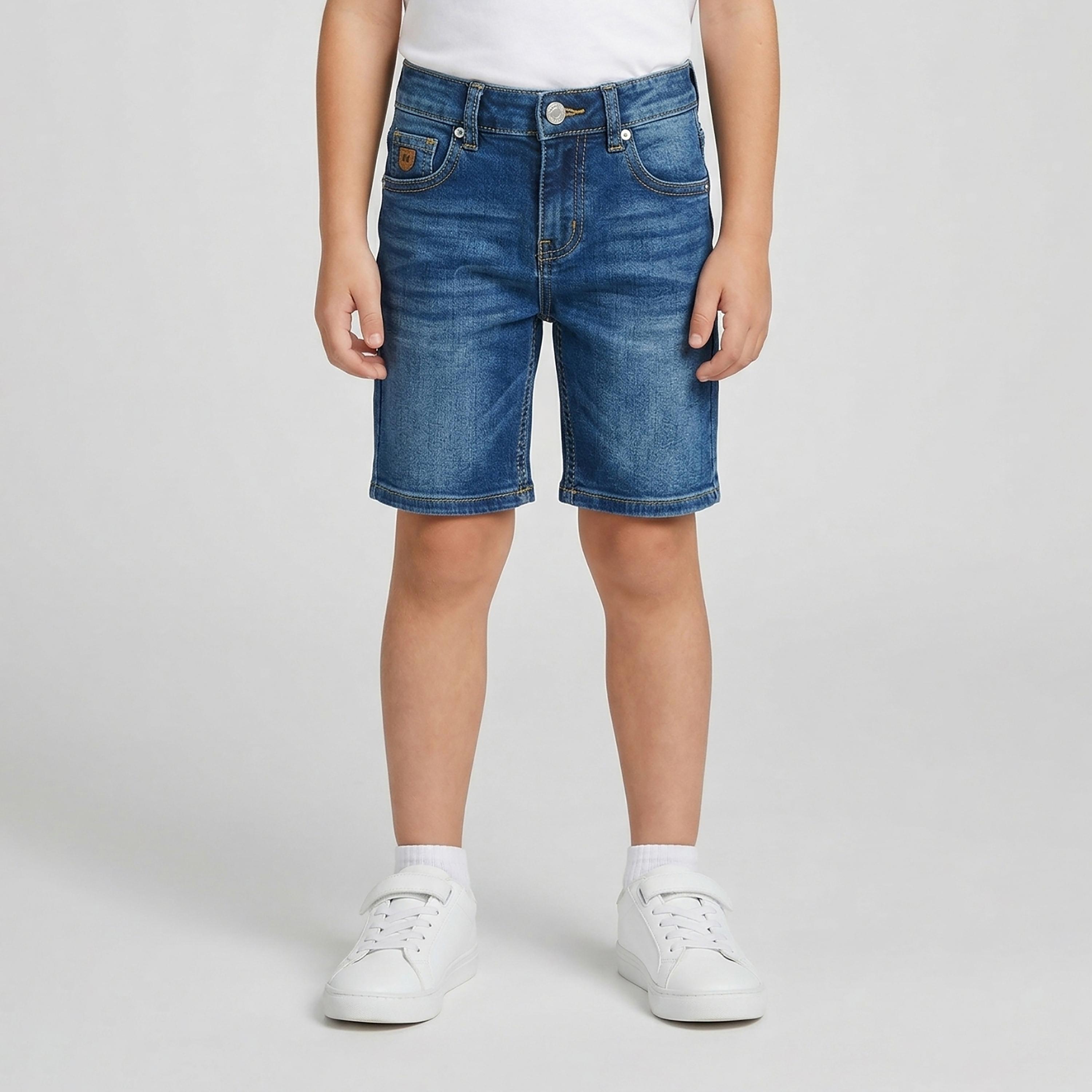 Babyqlo Solid Adjustable Waist Denim Shorts-boys-clothing-bottoms-shorts-image-1