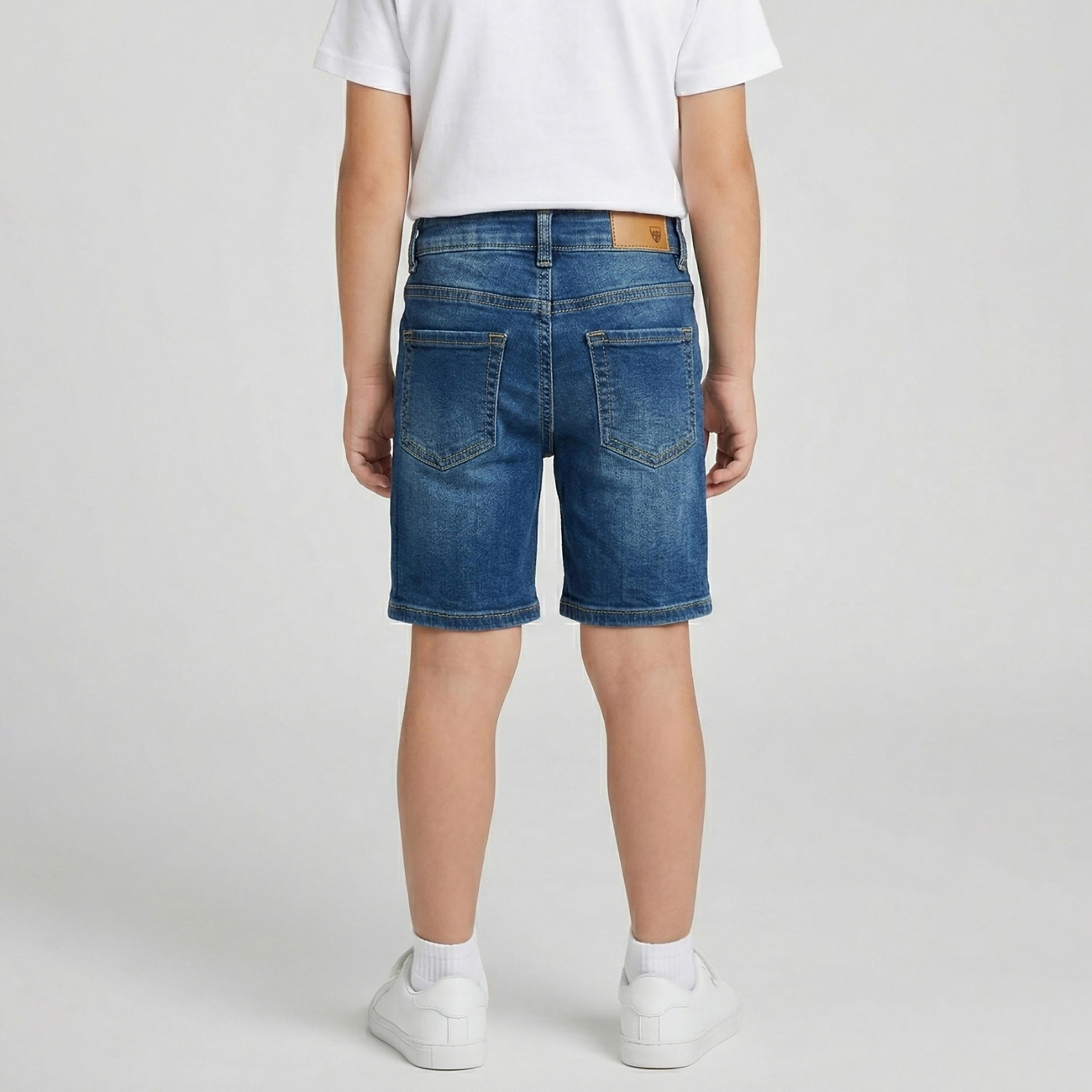 Babyqlo Solid Adjustable Waist Denim Shorts-boys-clothing-bottoms-shorts-image-2