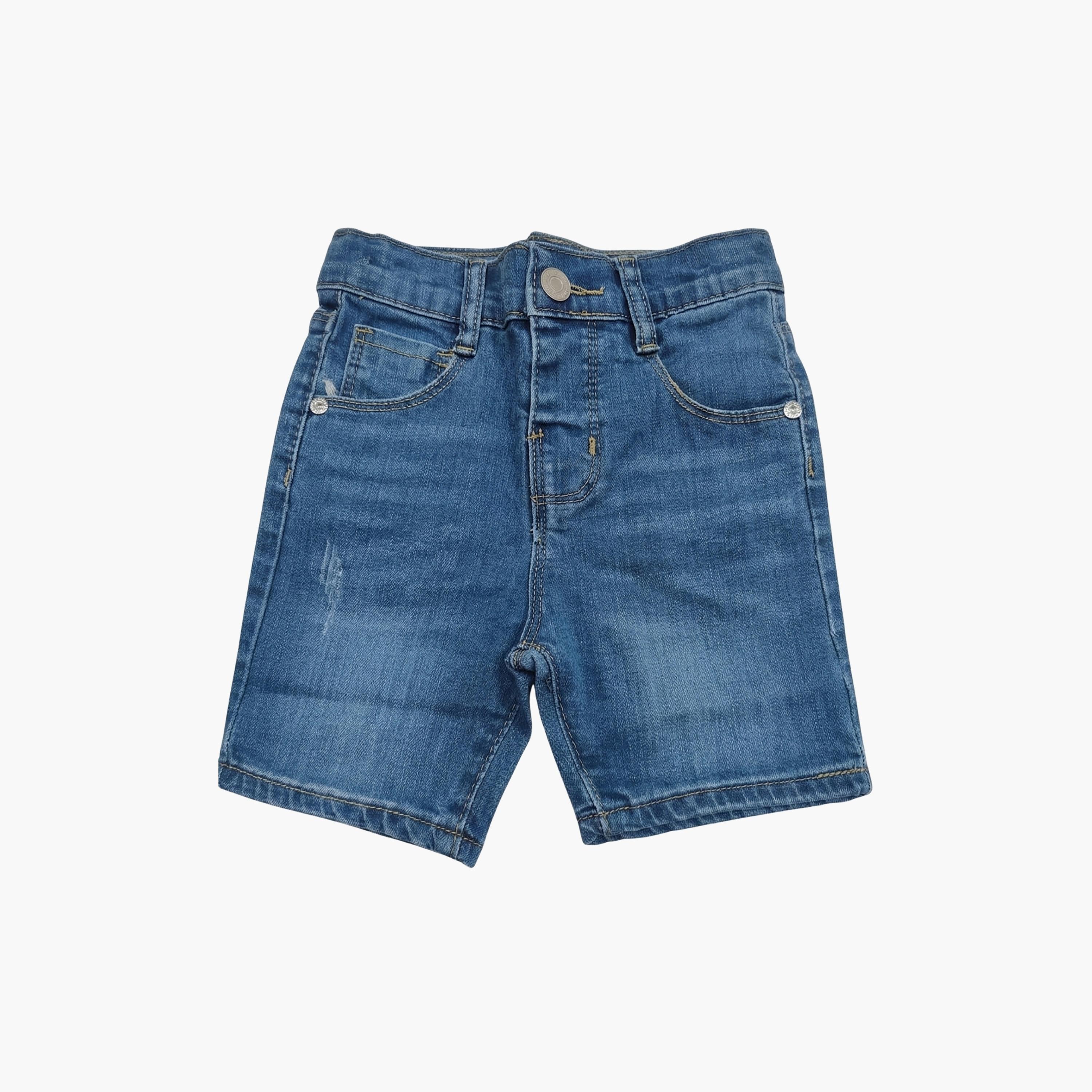 Babyqlo Solid Adjustable Waist Denim Shorts-boys-clothing-bottoms-shorts-image-4