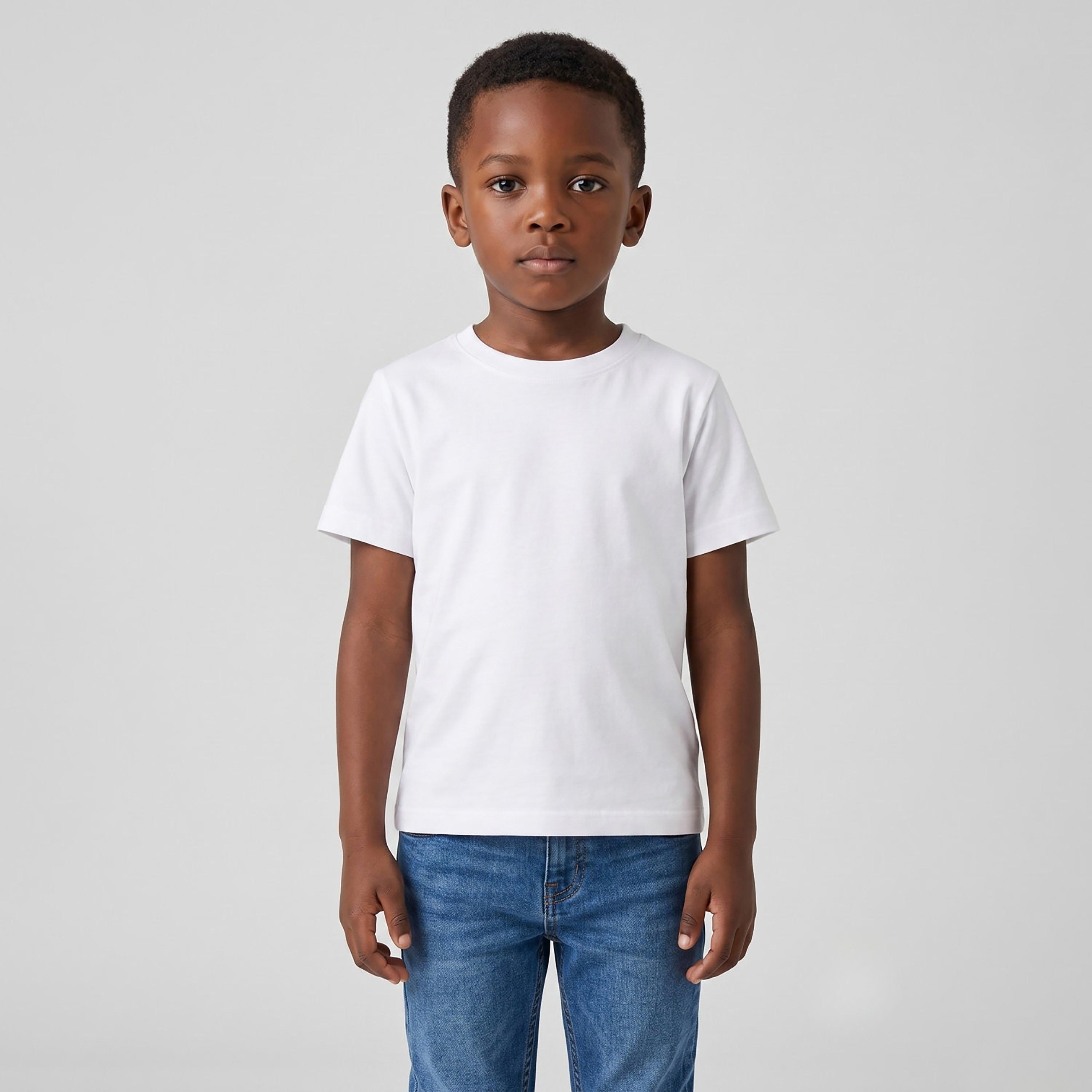 تيشيرت سادة بقصة عادية وأكمام قصيرة من بيبيكلو-boys-clothing-tshirtsandpolos-image-1