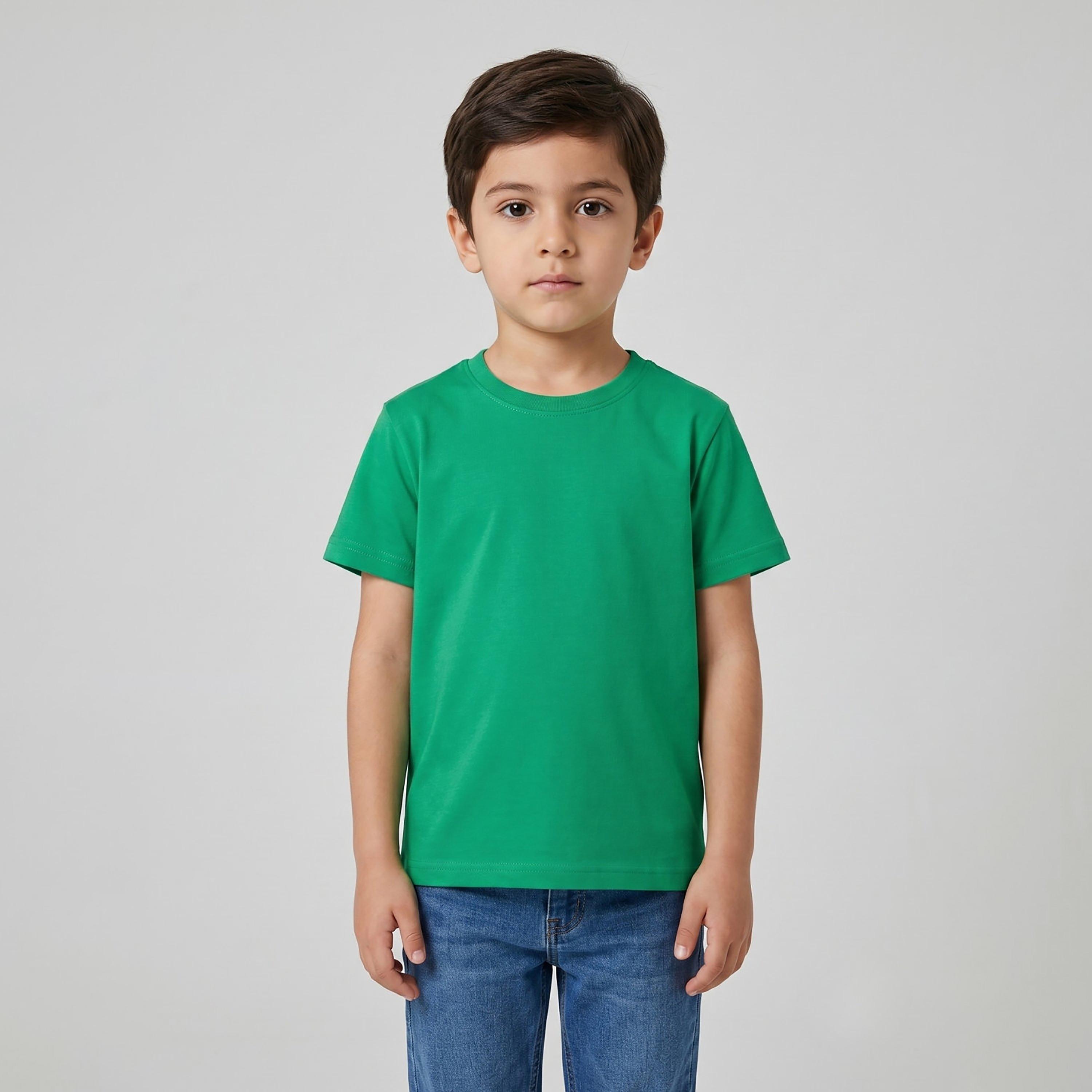 تيشيرت سادة بقصة عادية وأكمام قصيرة من بيبيكلو-boys-clothing-tshirtsandpolos-image-2