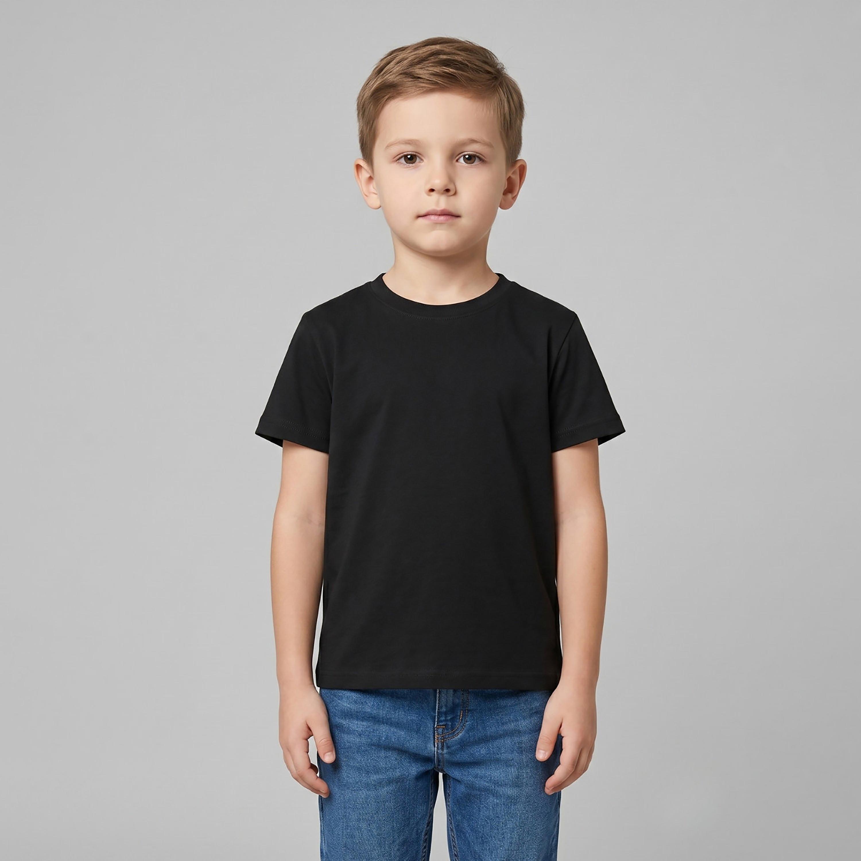 تيشيرت سادة بياقة مستديرة وأكمام قصيرة من بيبيكلو-boys-clothing-tshirtsandpolos-image-1