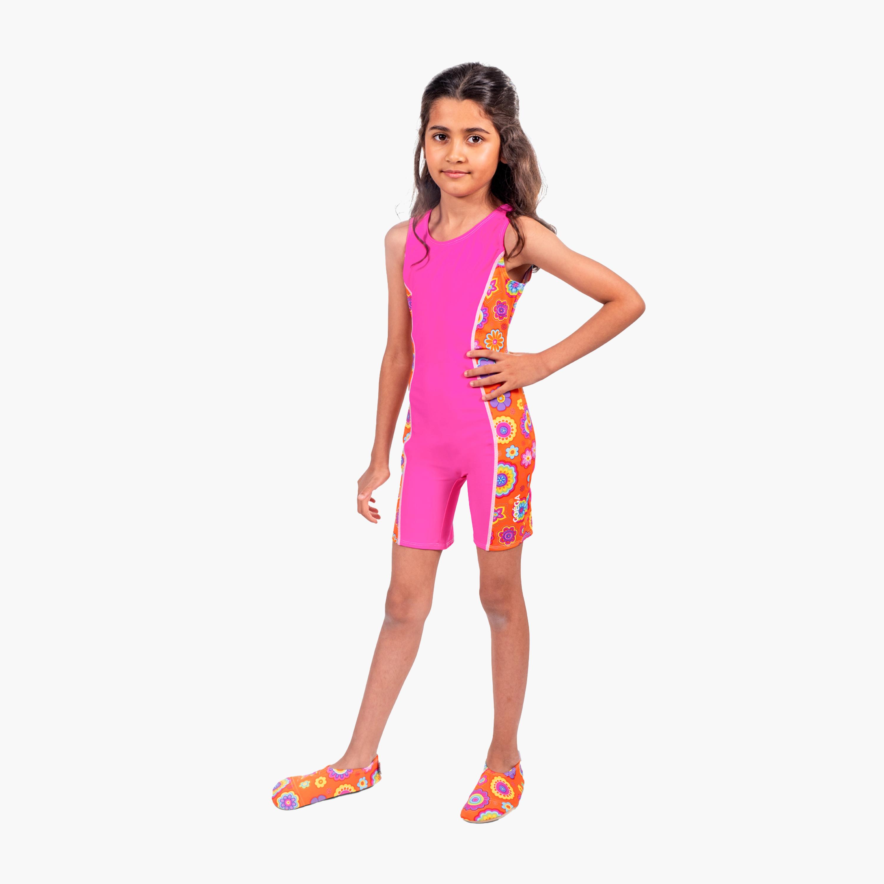 كويغا- شورت سباحة للبنات - وردي برتقالي-sports-gear-swimming-girl-image-3