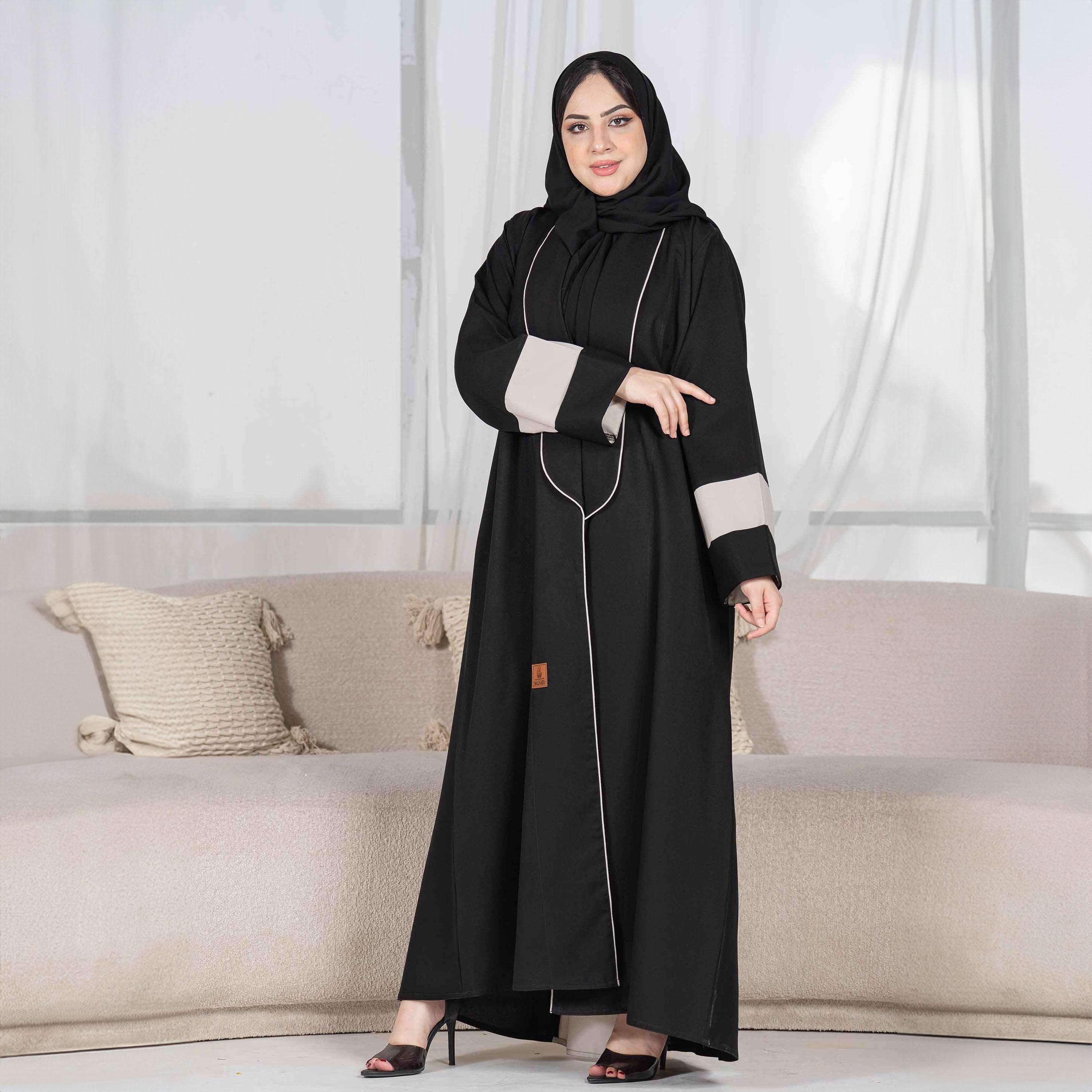 Zahiyh Piping Detail Abaya with Hijab-women-arabicclothing-abayas-image-3