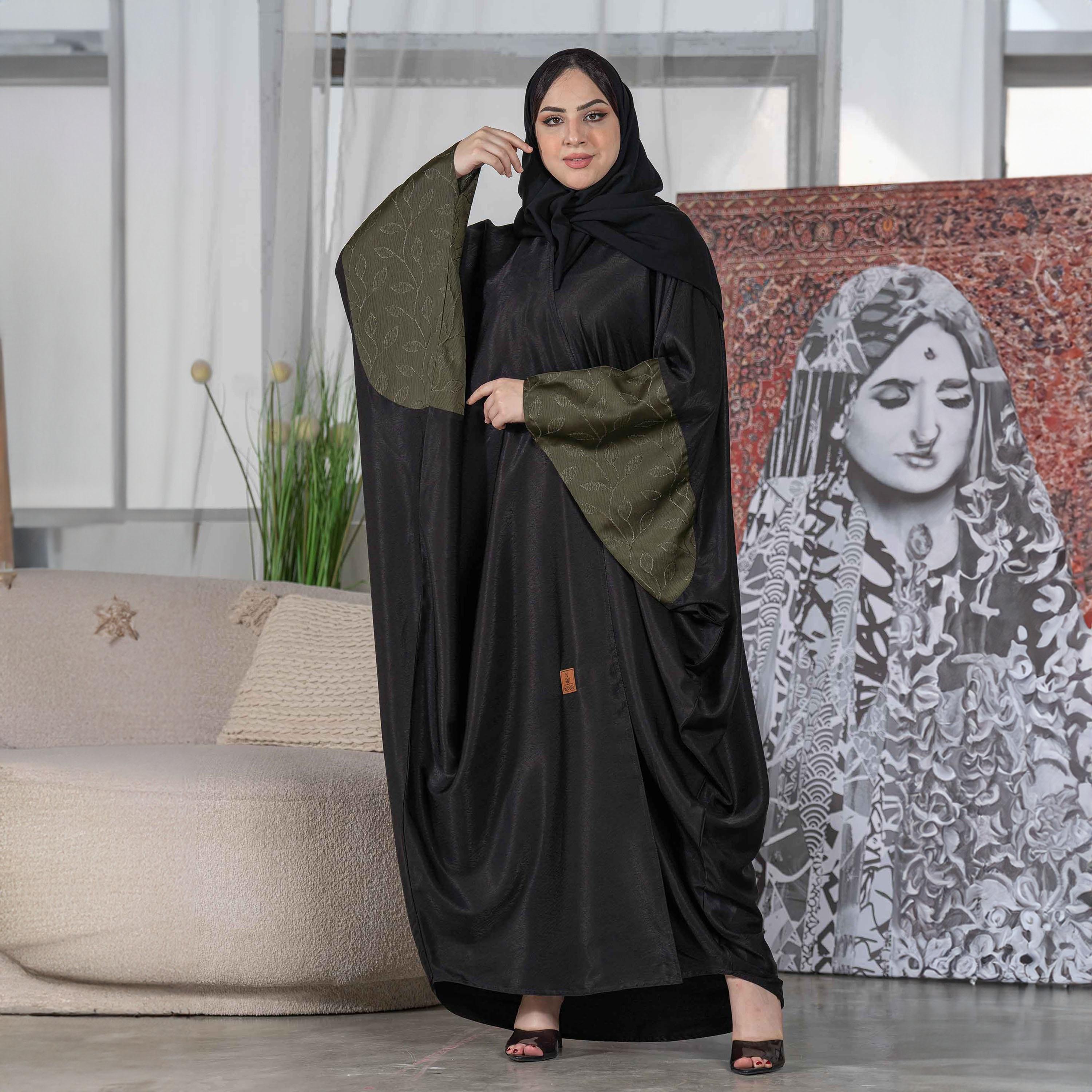 Zahiyh Embroidered Bisht Abaya with Hijab-women-arabicclothing-abayas-image-1
