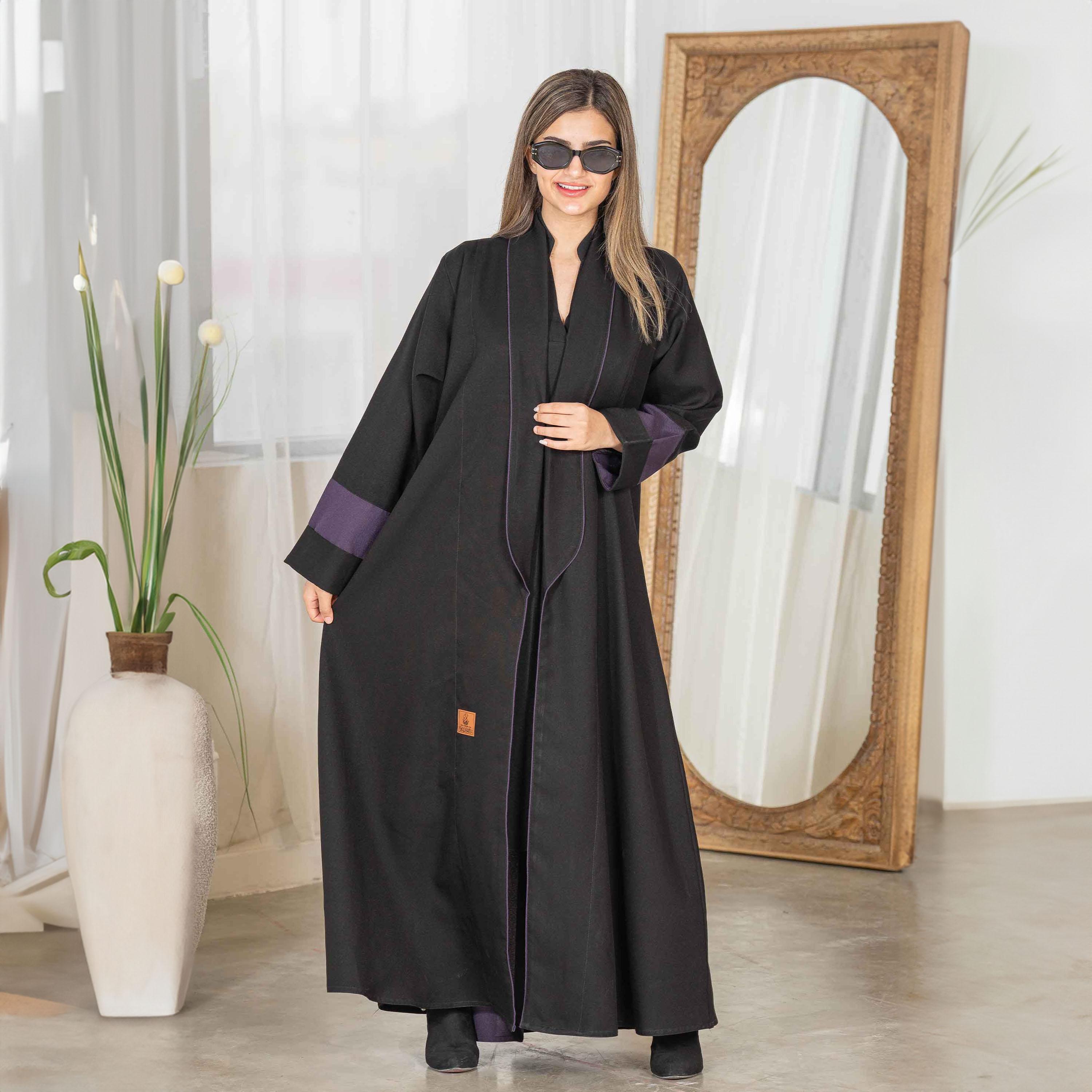 Zahiyh Plain Classic Abaya with Hijab-women-arabicclothing-abayas-image-1