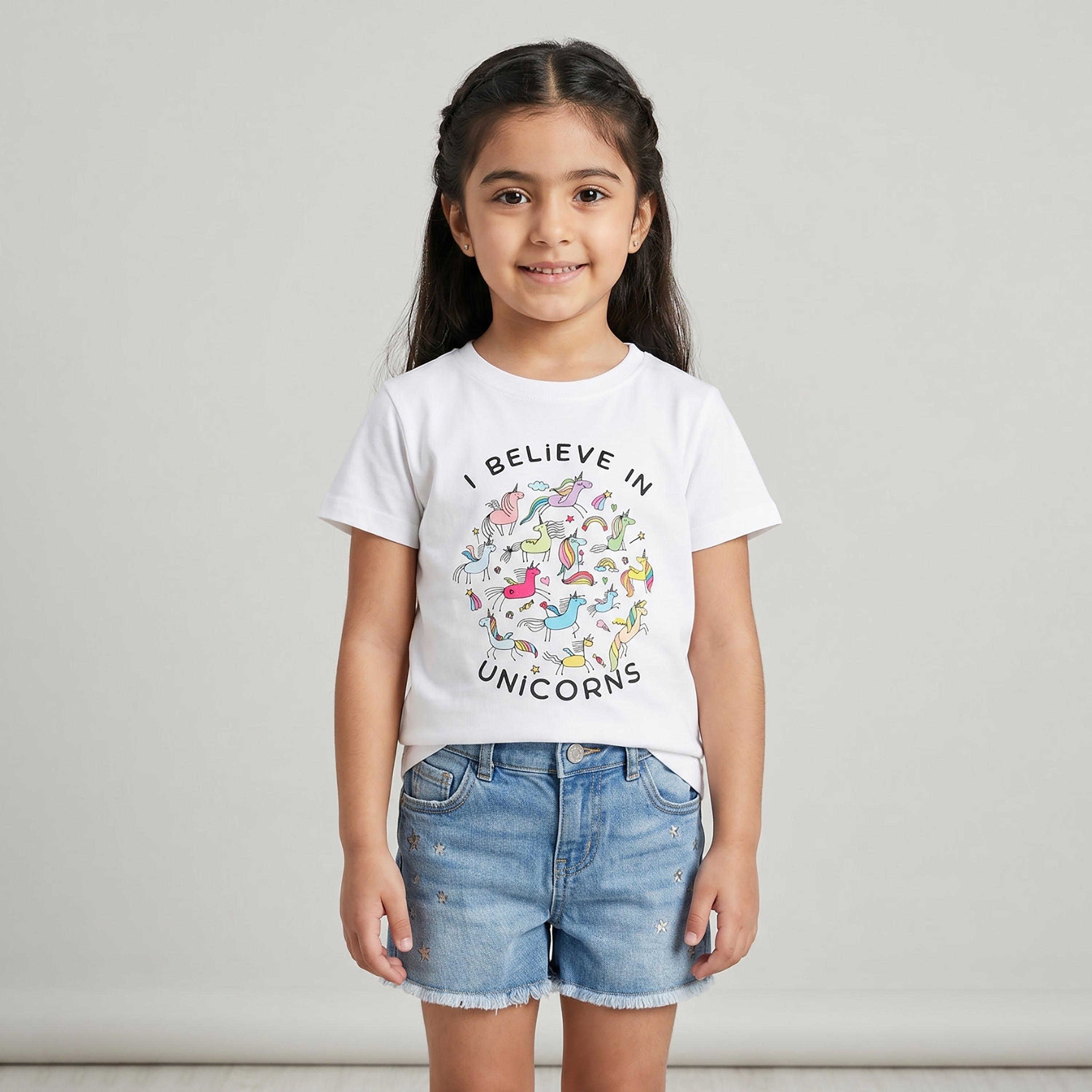 Babyqlo Short Sleeves Printed Casual T-Shirt-girls-clothing-tshirts-image-1