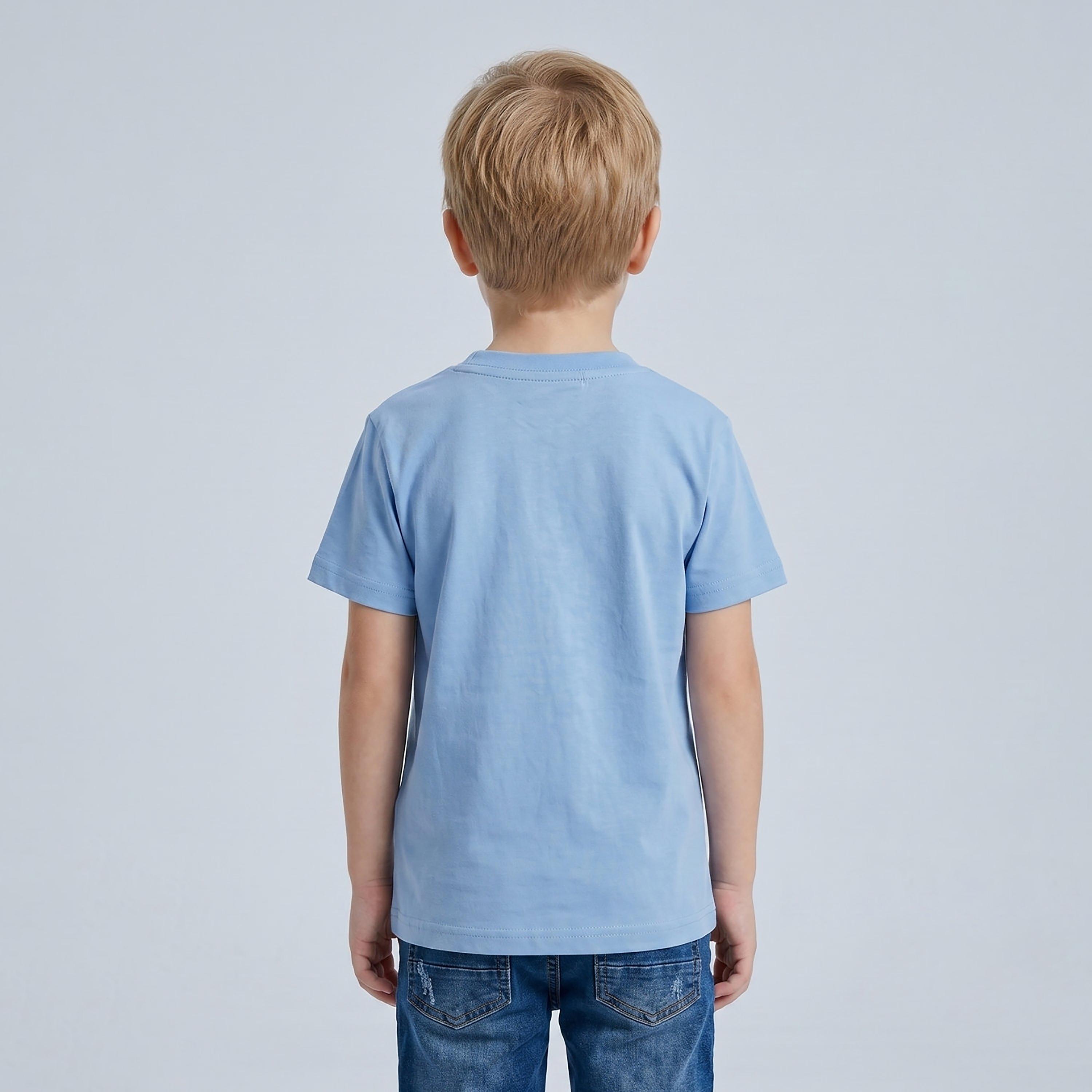 تيشيرت بقصة عادية وأكمام قصيرة من بيبيكلو-boys-clothing-tshirtsandpolos-image-3