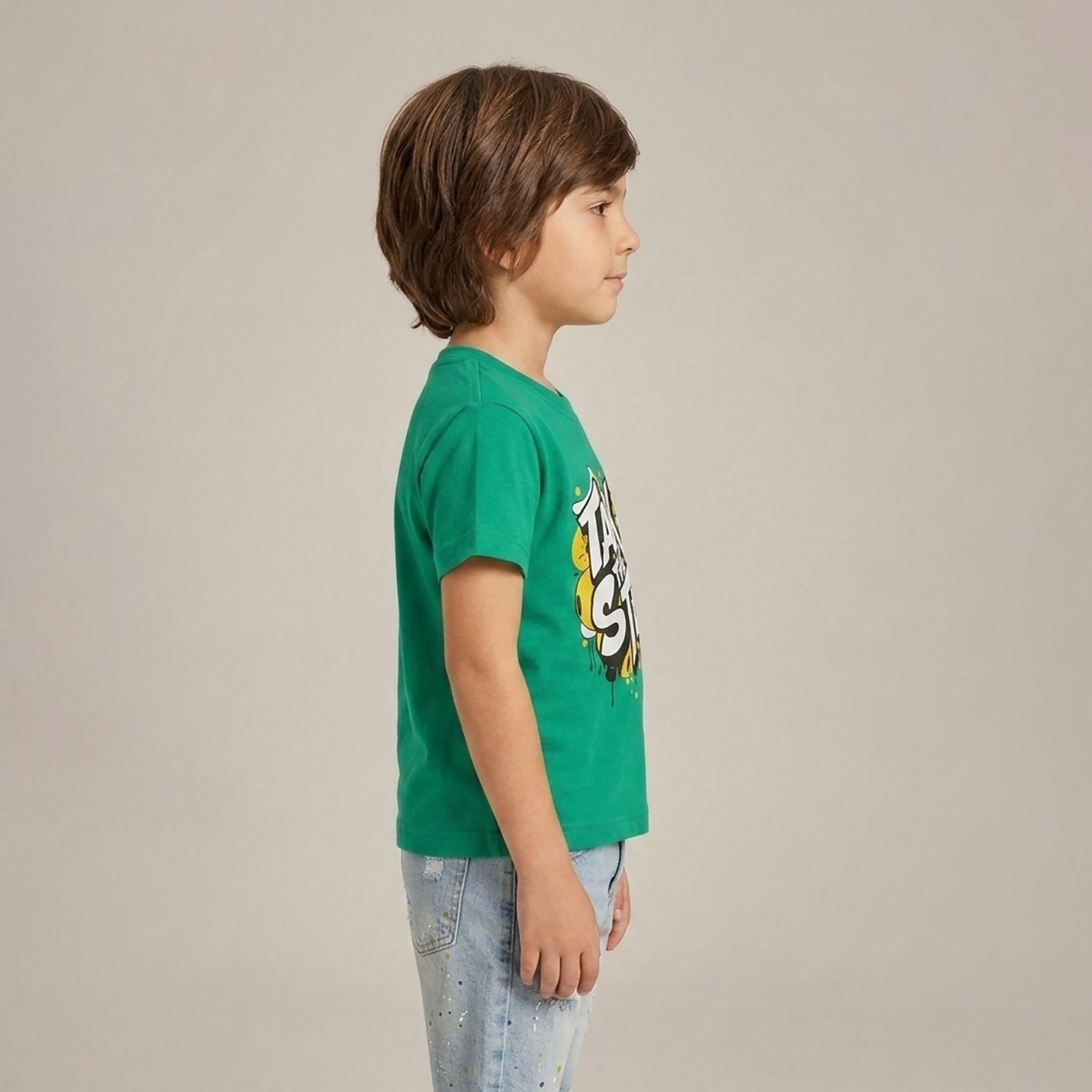 تيشيرت بطبعة شعار وقصة عادية وأكمام قصيرة من بيبيكلو-boys-clothing-tshirtsandpolos-image-2