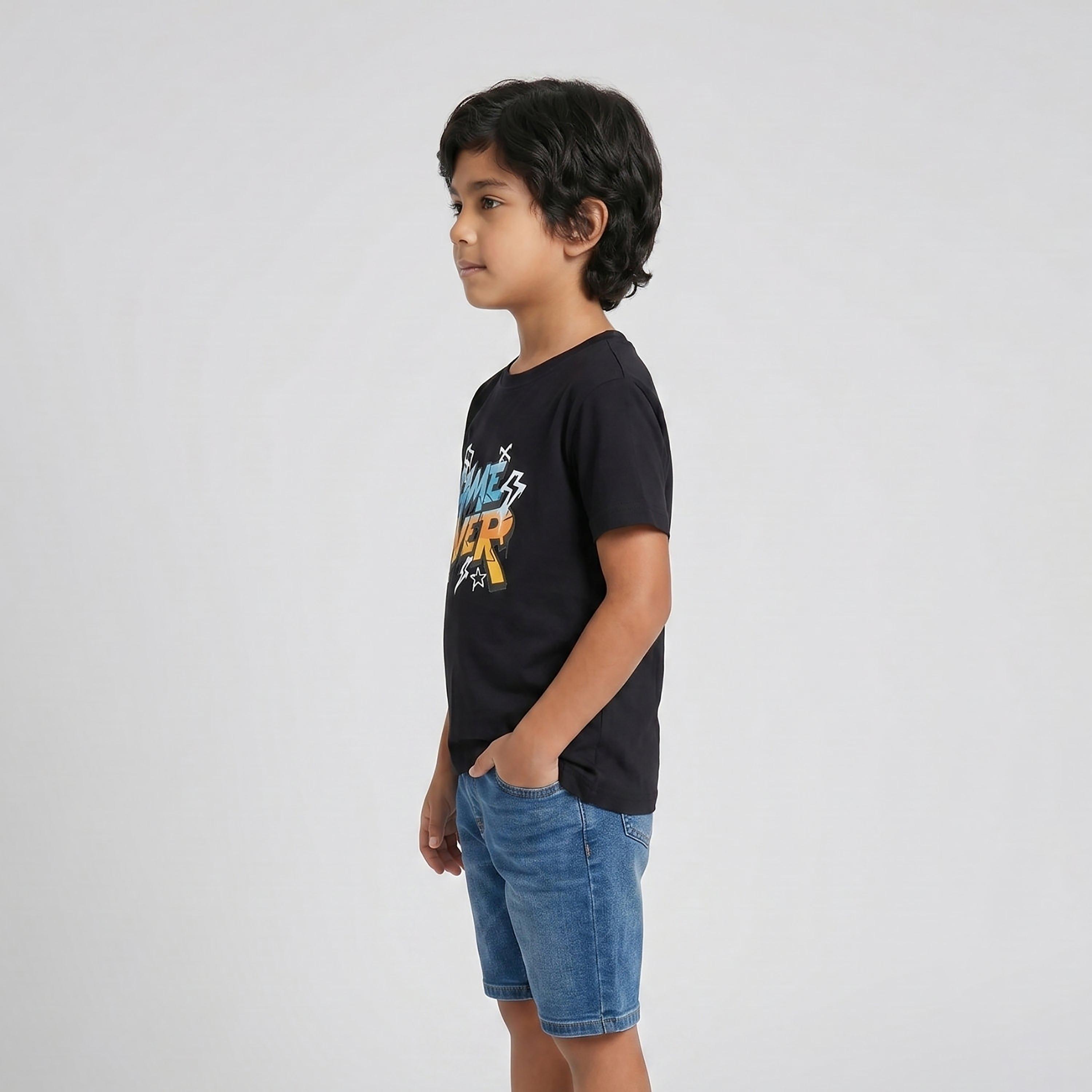 تيشيرت بطبعة شعار وقصة عادية وأكمام قصيرة من بيبيكلو-boys-clothing-tshirtsandpolos-image-2