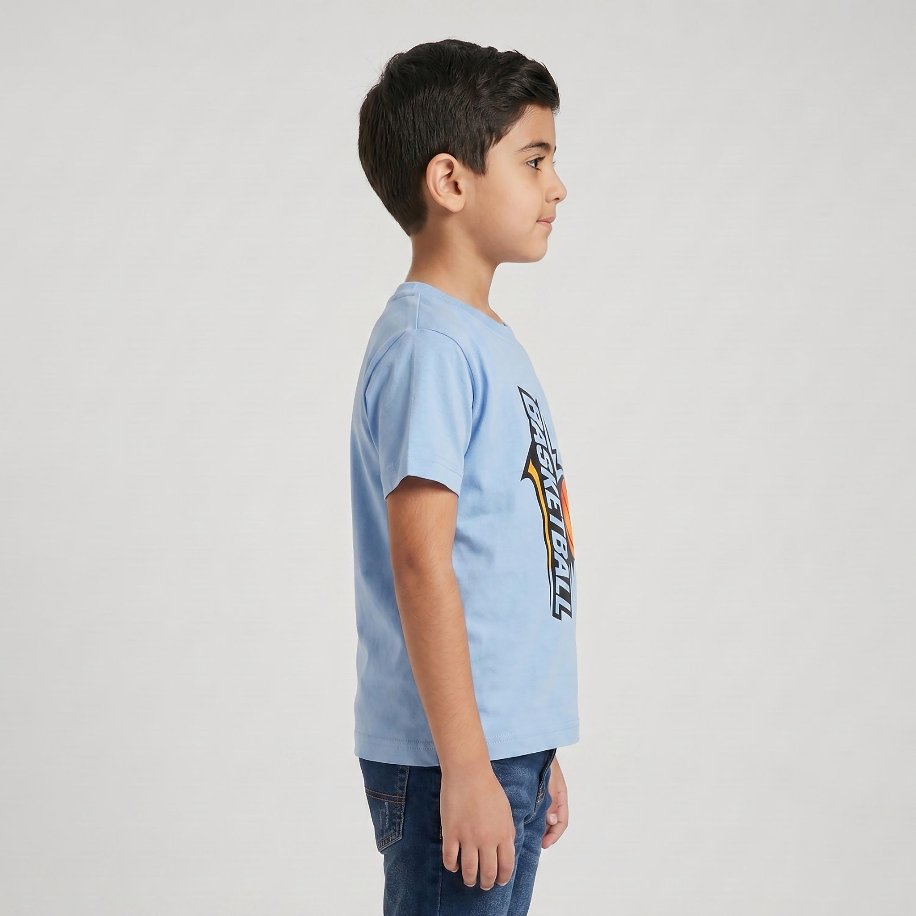 تيشيرت بطبعة شعار وقصة عادية وأكمام قصيرة من بيبيكلو-boys-clothing-tshirtsandpolos-image-2