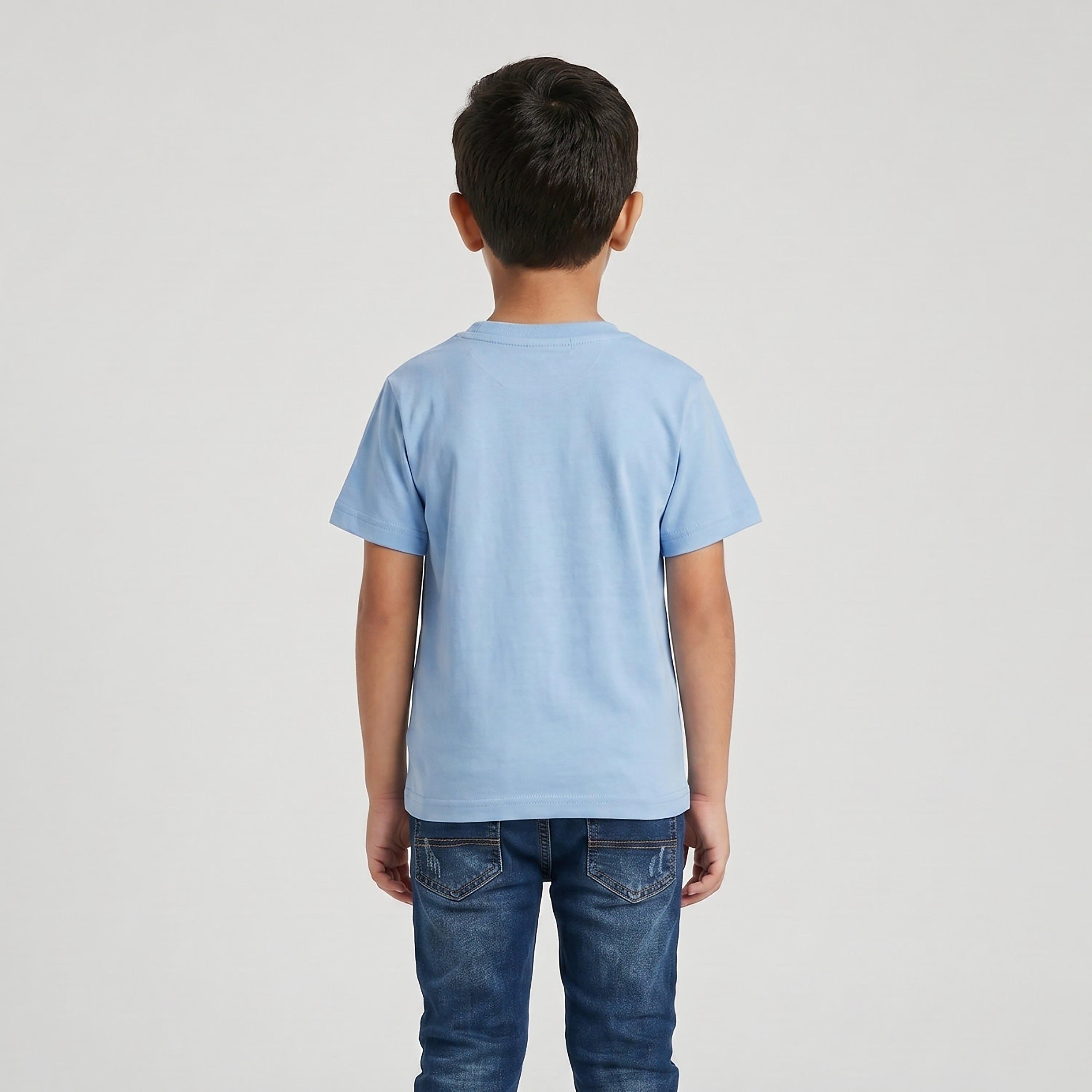 تيشيرت بطبعة شعار وقصة عادية وأكمام قصيرة من بيبيكلو-boys-clothing-tshirtsandpolos-image-3