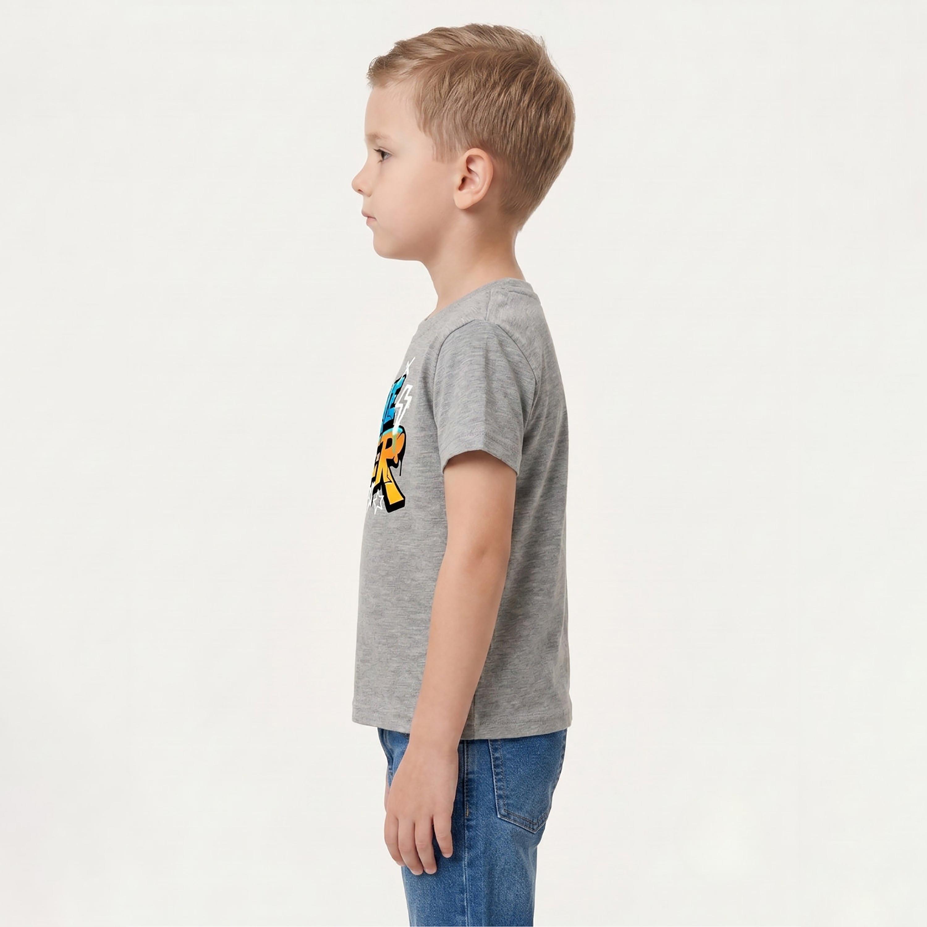 تيشيرت بطبعة شعار وقصة عادية وأكمام قصيرة من بيبيكلو-boys-clothing-tshirtsandpolos-image-2