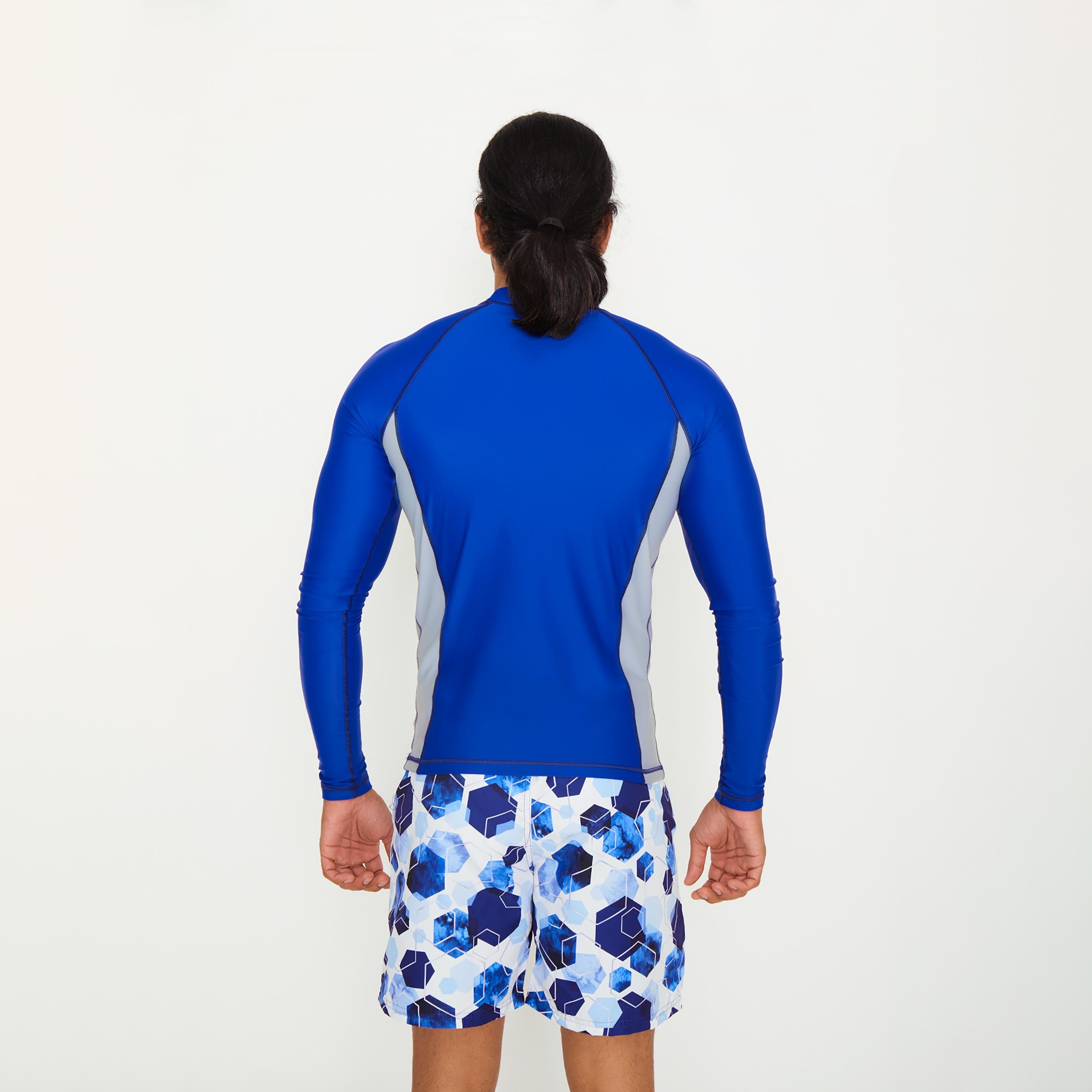 COEGA Sunwear Men's Rashguard Long Sleeve, Navy Watercolour Hexagons-men-clothing-sportswearandactivewear-tshirtsandpolos-image-3
