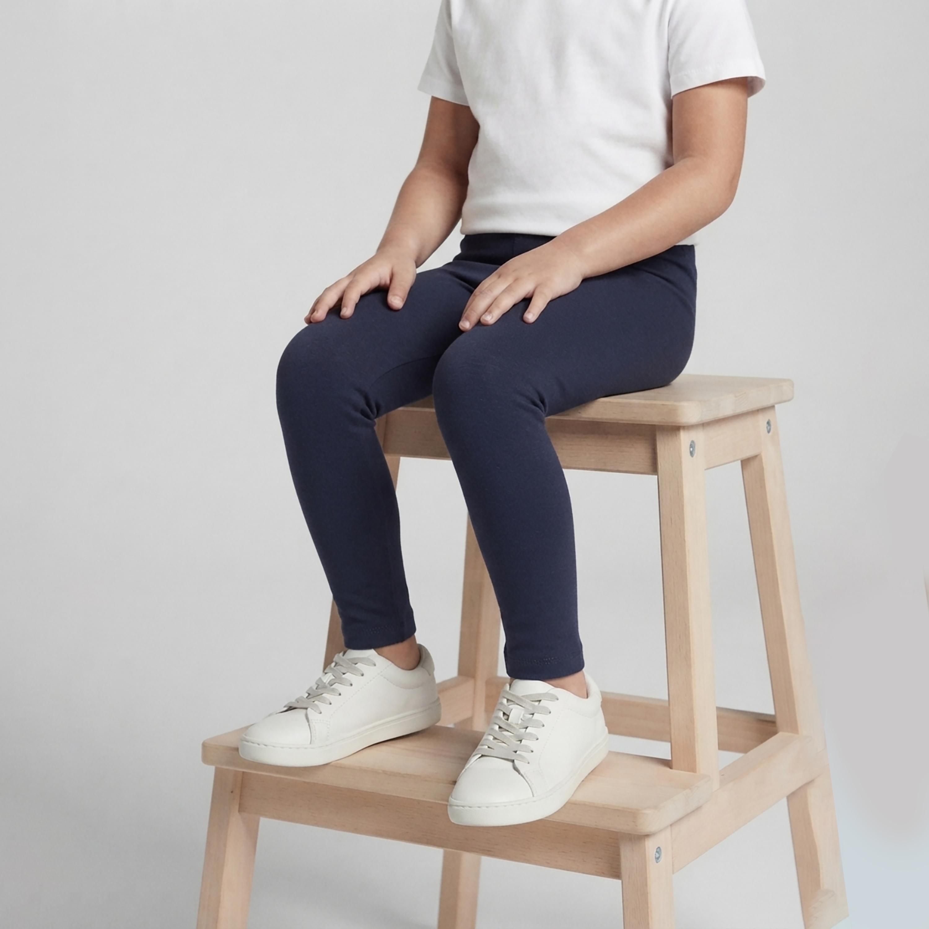 بنطال ضيق (ليجن) للمدرسة مطاطي بطول كامل بلون سادة من بيبي كلو-girls-clothing-bottoms-leggings-image-4