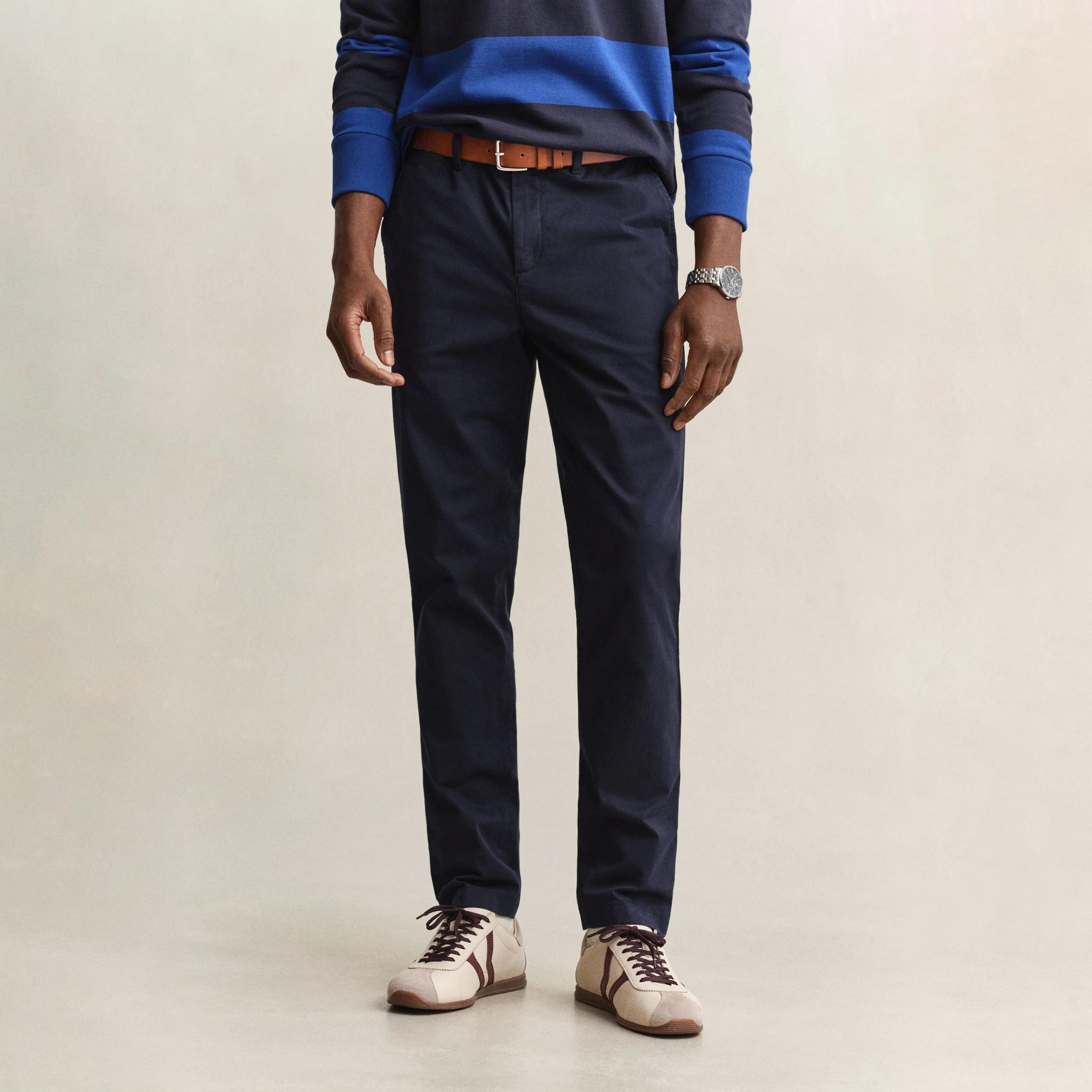 بنطلون "تشينو" رجالي سادة بخصر متوسط وقصة "سليم فيت" من جانت-men-clothing-trousersandchinos-chinos-image-7