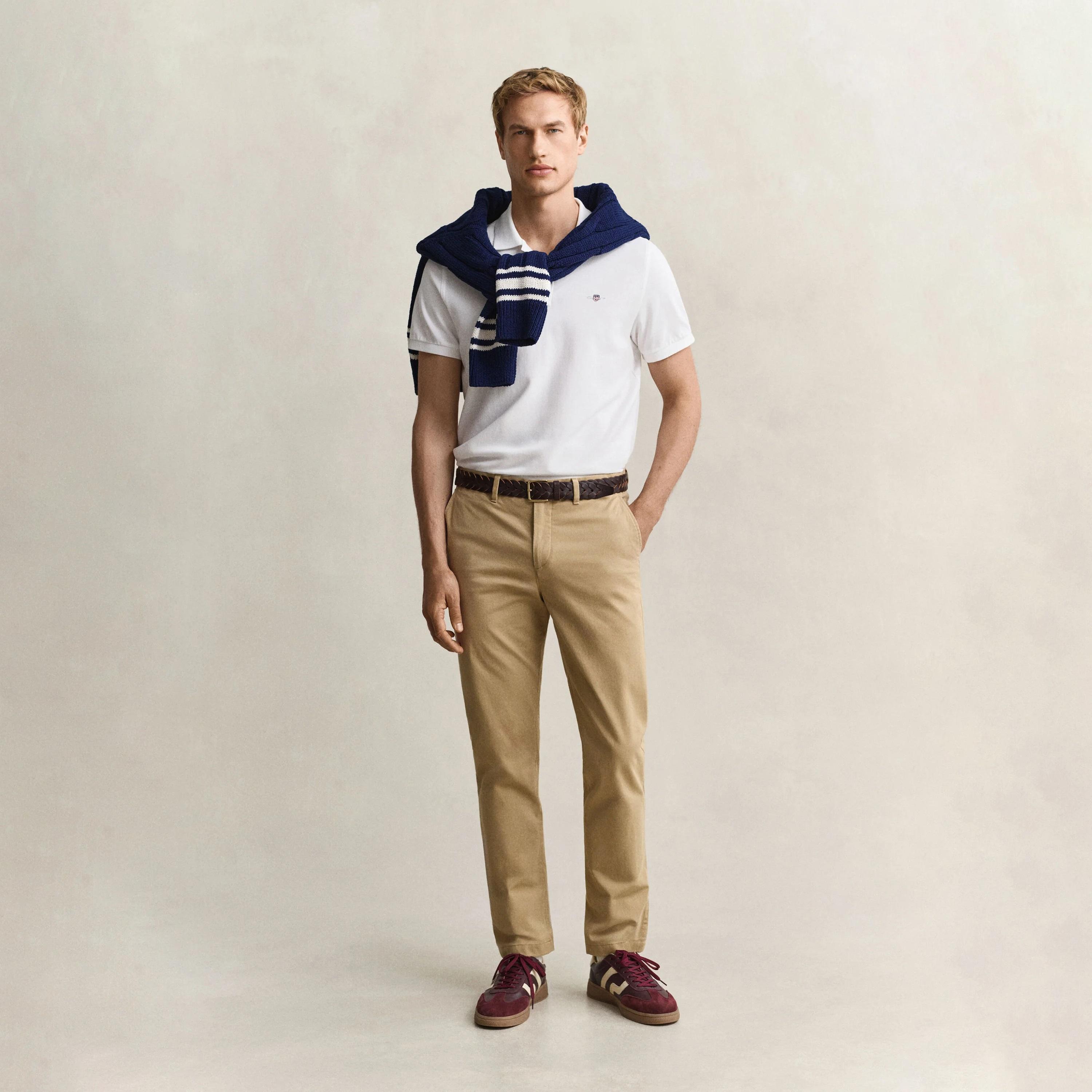 بنطلون "تشينو" رجالي سادة بخصر متوسط وقصة "سليم فيت" من جانت-men-clothing-trousersandchinos-chinos-image-2
