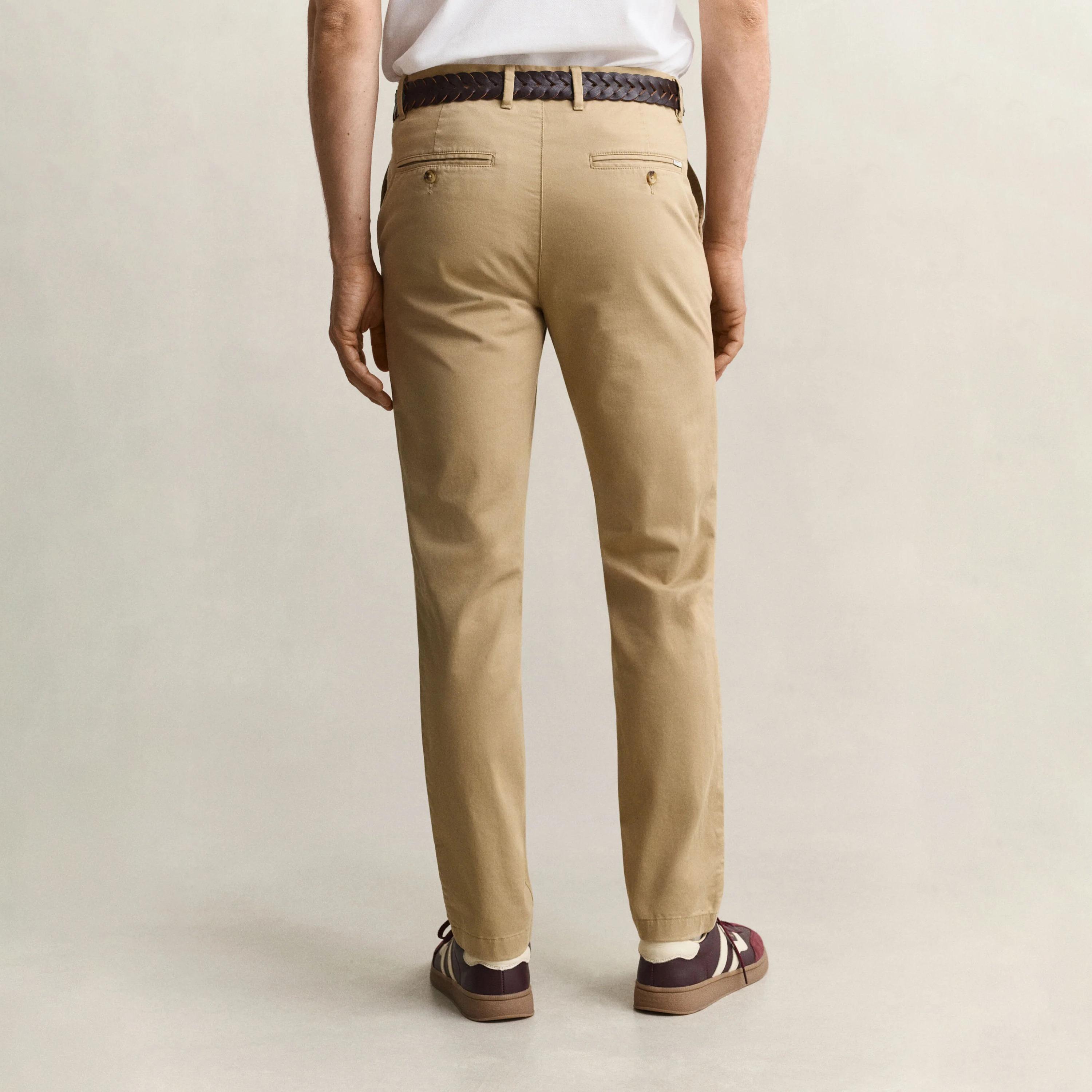 بنطلون "تشينو" رجالي سادة بخصر متوسط وقصة "سليم فيت" من جانت-men-clothing-trousersandchinos-chinos-image-4