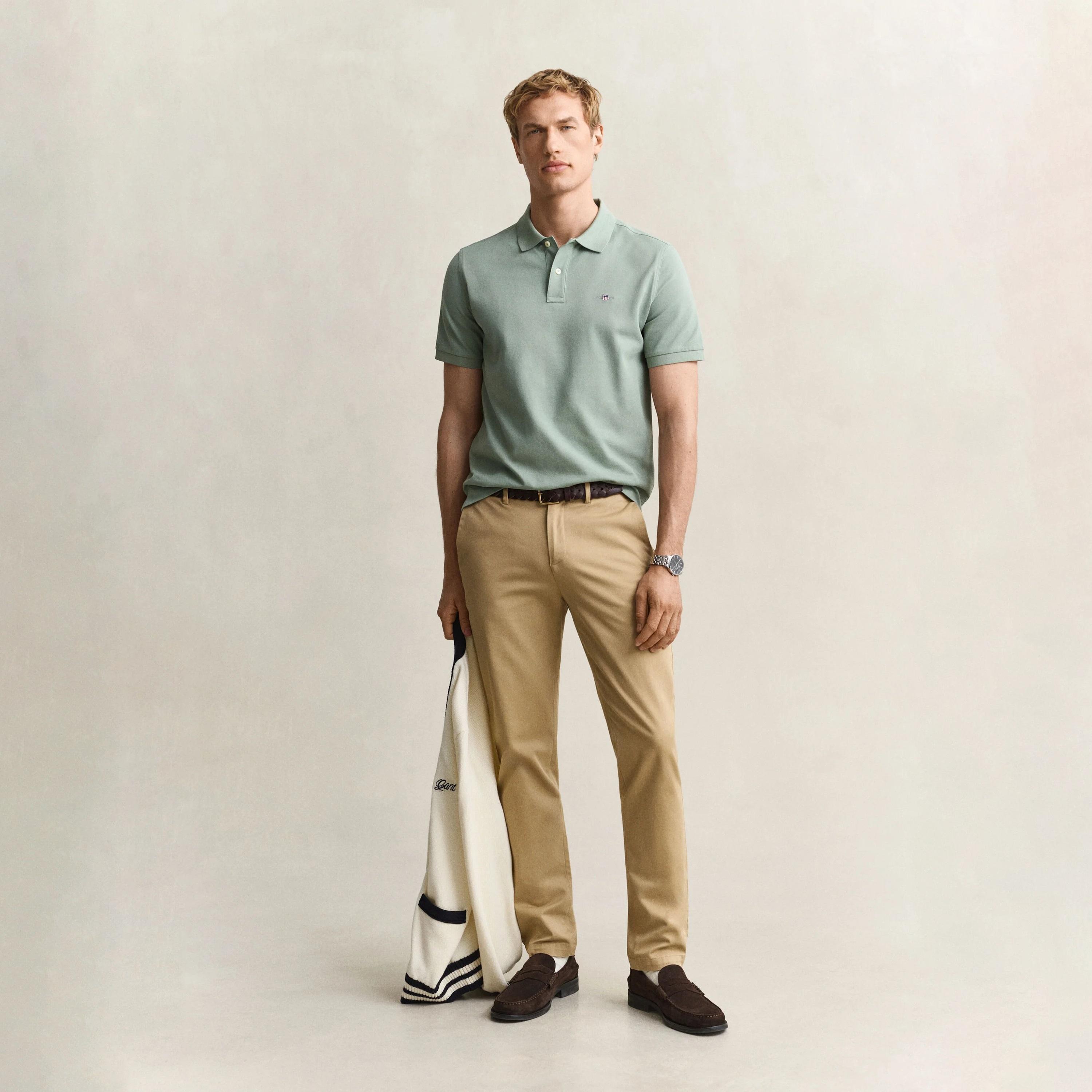 بنطلون "تشينو" رجالي سادة بخصر متوسط وقصة "سليم فيت" من جانت-men-clothing-trousersandchinos-chinos-image-2