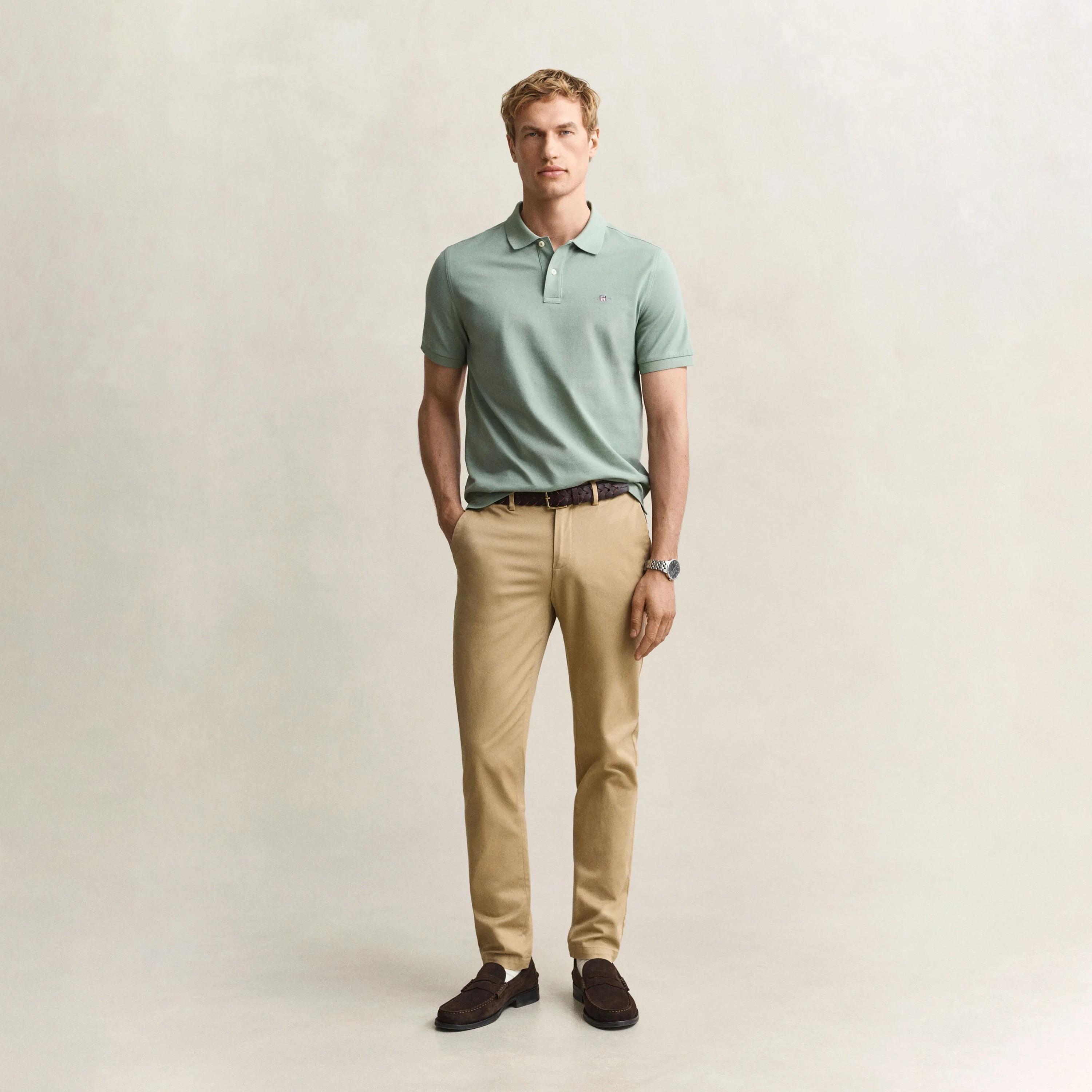 بنطلون "تشينو" رجالي سادة بخصر متوسط وقصة "سليم فيت" من جانت-men-clothing-trousersandchinos-chinos-image-3