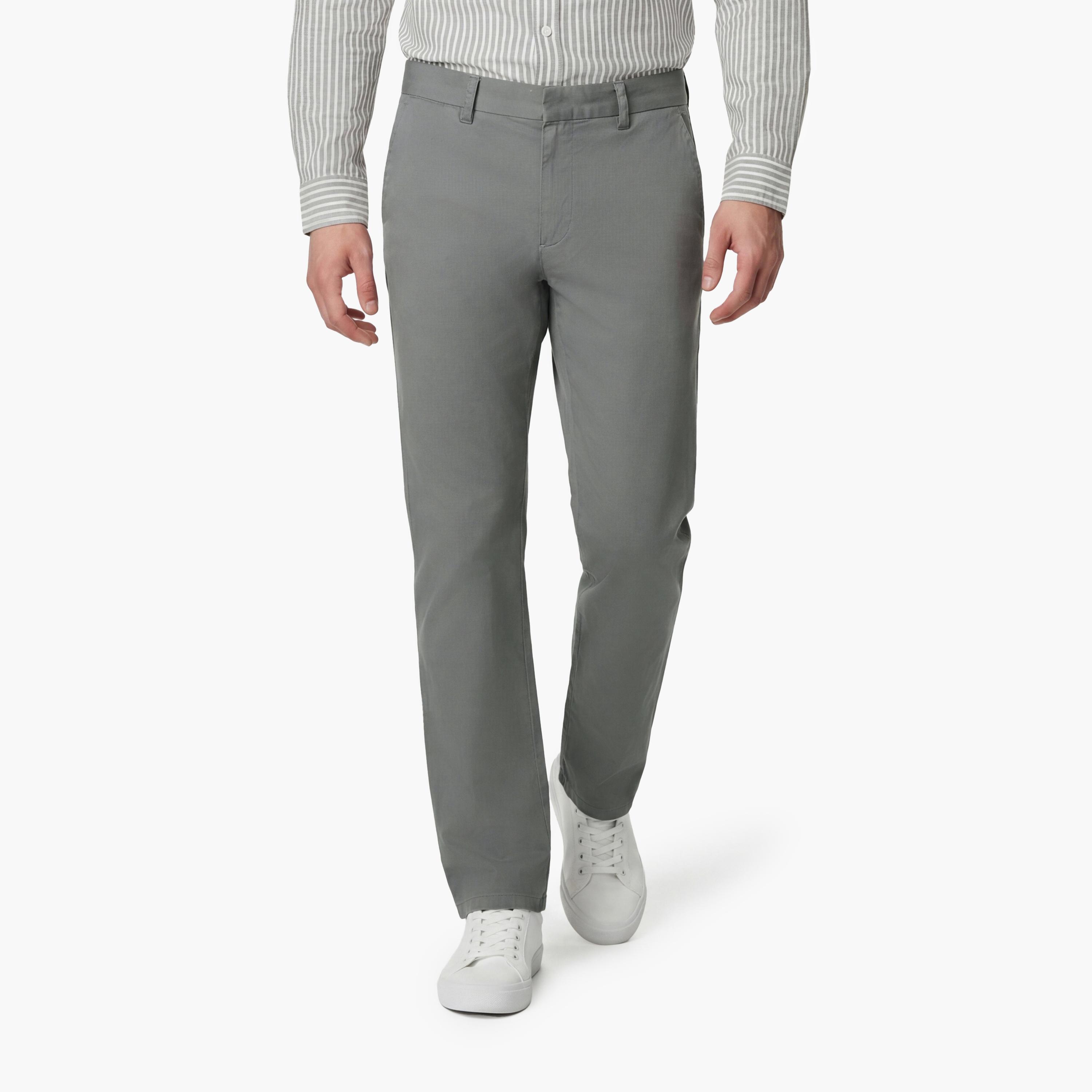 بنطال تشينو رجالي ضيق سادة بـ 4 جيوب وخصر متوسط الارتفاع وطول درز داخلي 34 من غانت-men-clothing-bottoms-trousersandchinos-chinos-image-1