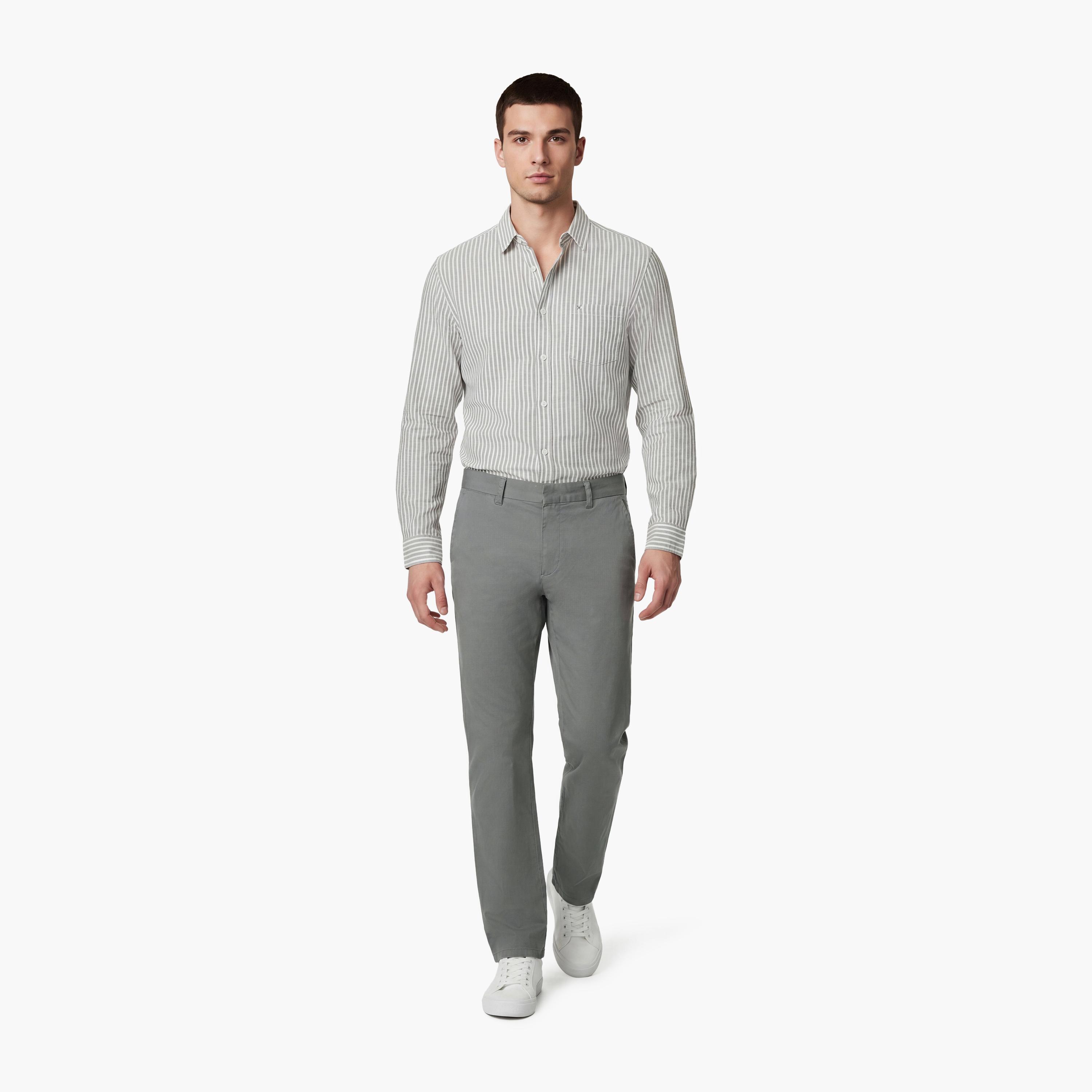 بنطال تشينو رجالي ضيق سادة بـ 4 جيوب وخصر متوسط الارتفاع وطول درز داخلي 34 من غانت-men-clothing-bottoms-trousersandchinos-chinos-image-2
