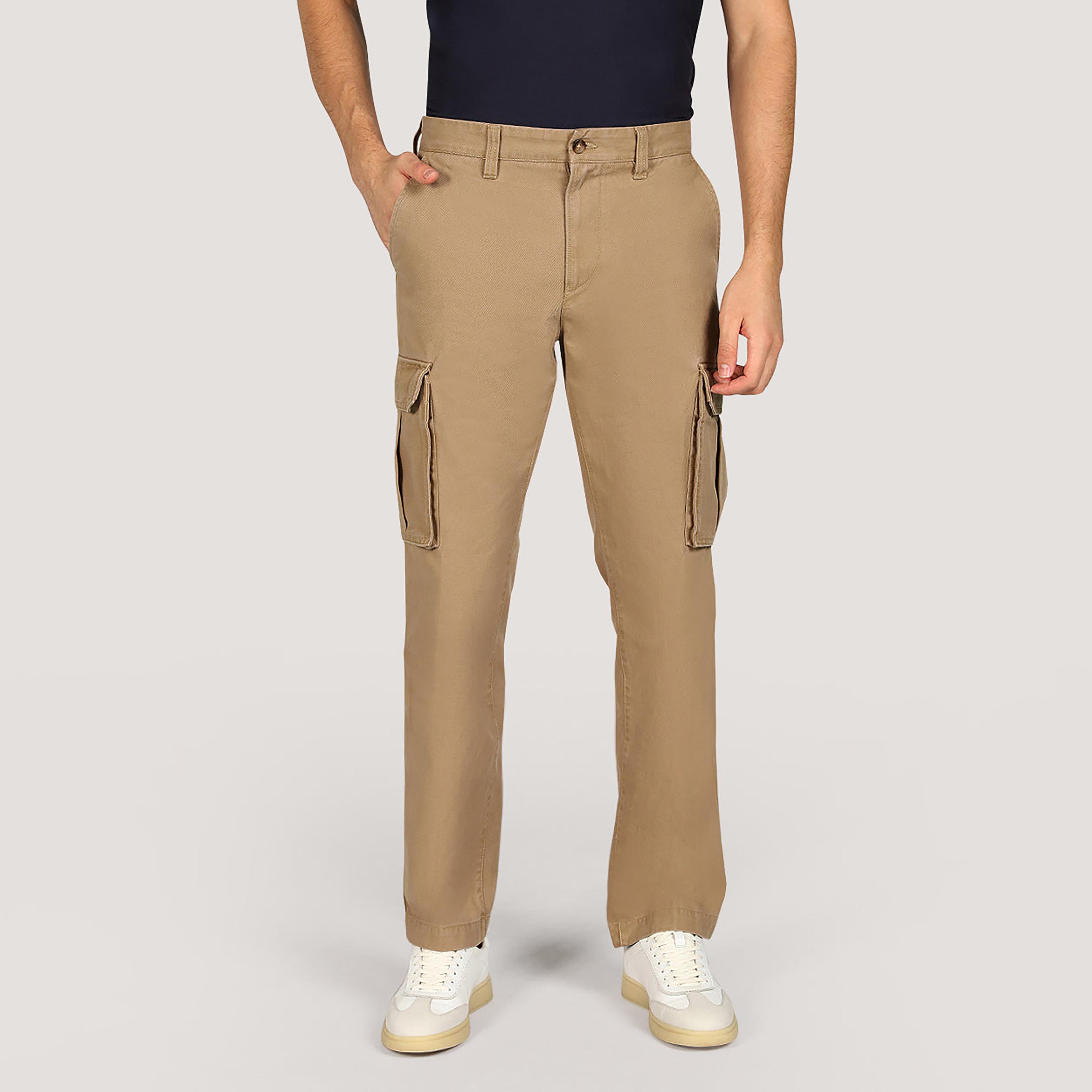 بنطال كارجو رجالي سادة بخصر متوسط الارتفاع وطول درز داخلي 32 من غانت-men-clothing-bottoms-trousersandchinos-trousers-image-1