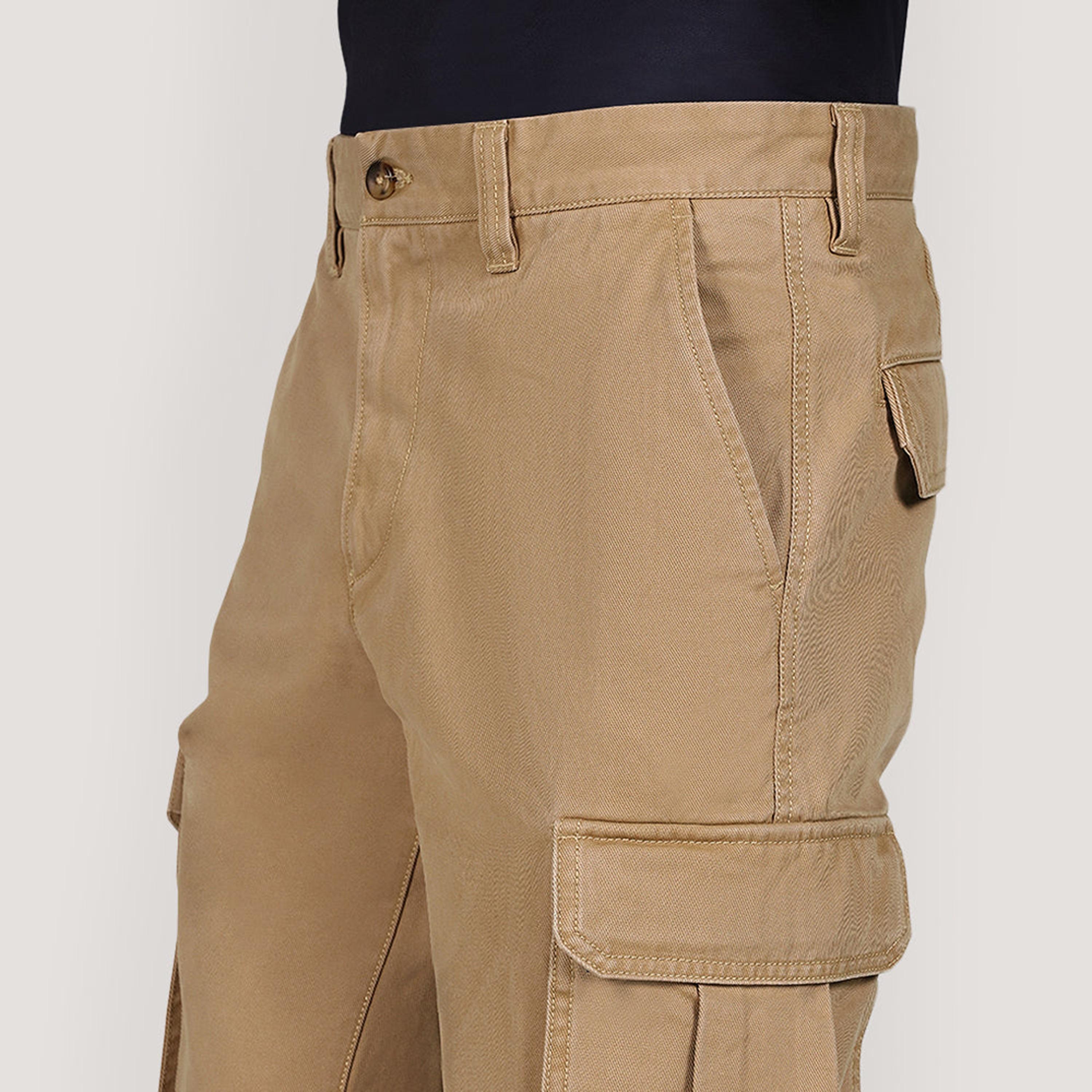 بنطال كارجو رجالي سادة بخصر متوسط الارتفاع وطول درز داخلي 32 من غانت-men-clothing-bottoms-trousersandchinos-trousers-image-3