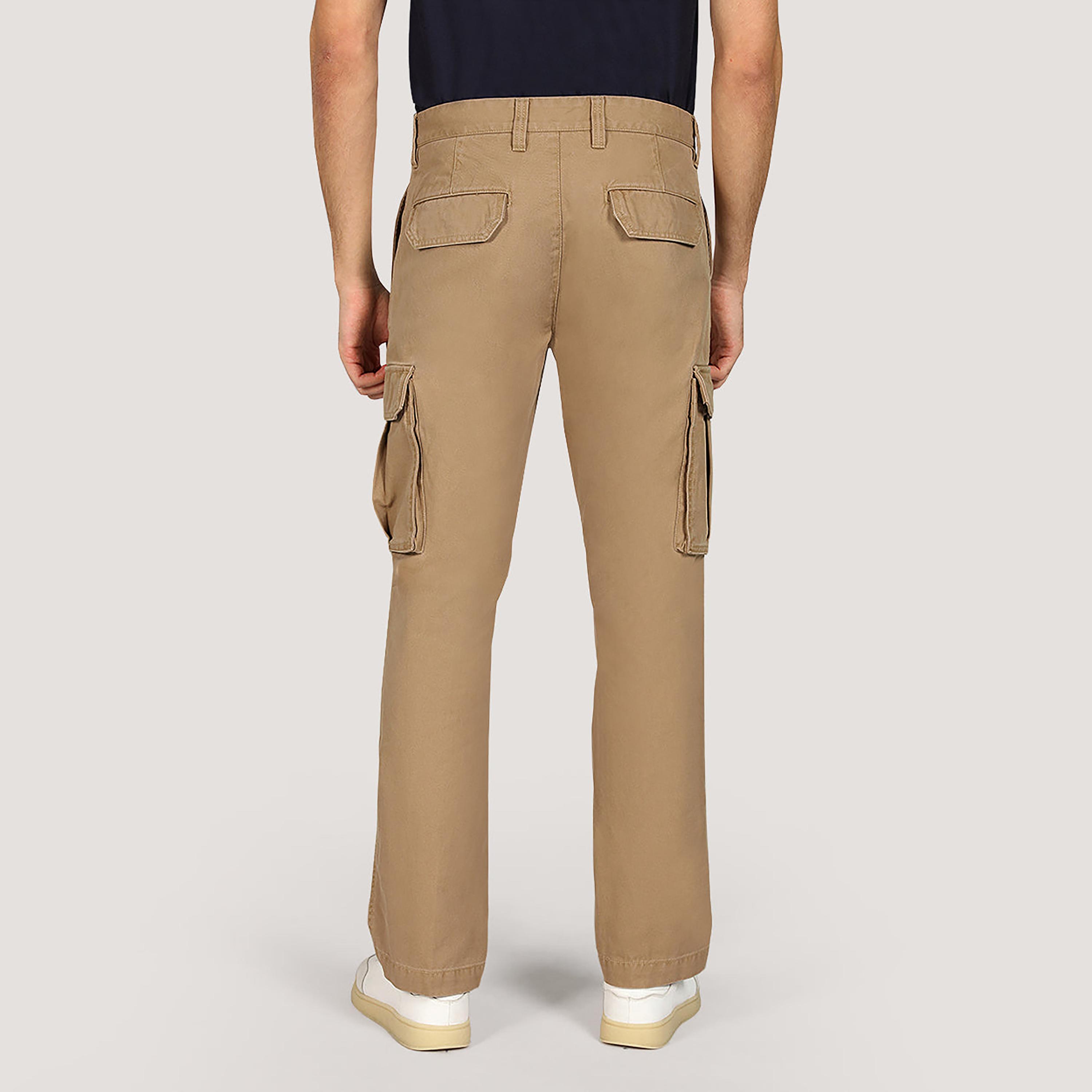 بنطال كارجو رجالي سادة بخصر متوسط الارتفاع وطول درز داخلي 32 من غانت-men-clothing-bottoms-trousersandchinos-trousers-image-4