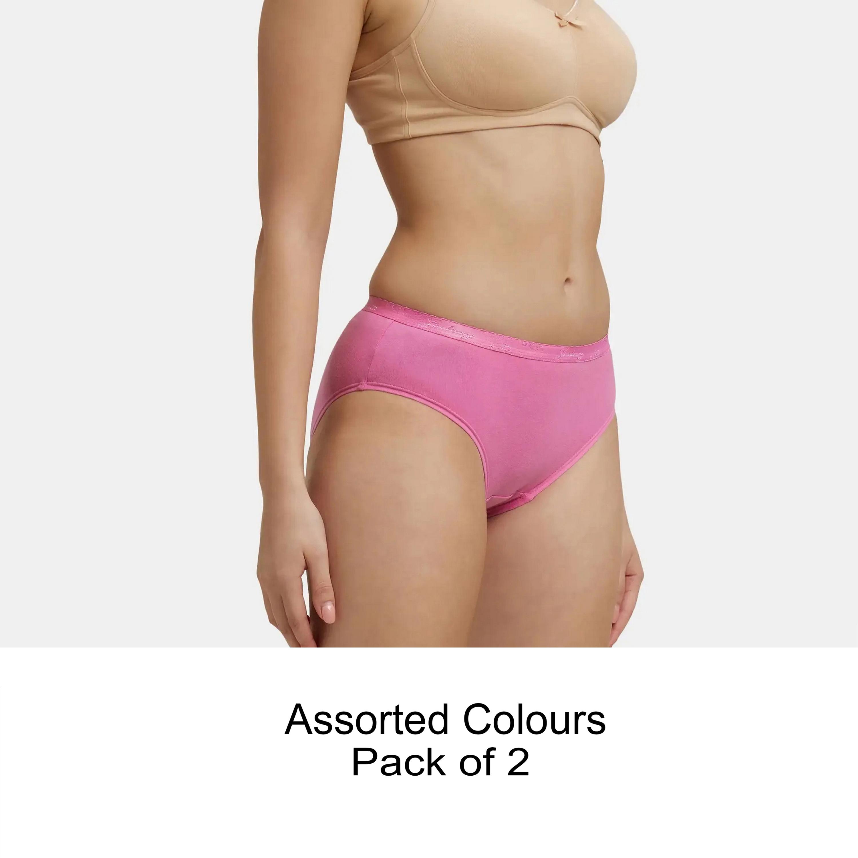 مجموعة متنوعة من 2 سراويل داخلية نسائية أنيقة من القطن سادة مريحة من جوكي-women-clothing-lingerie-panties-image-1