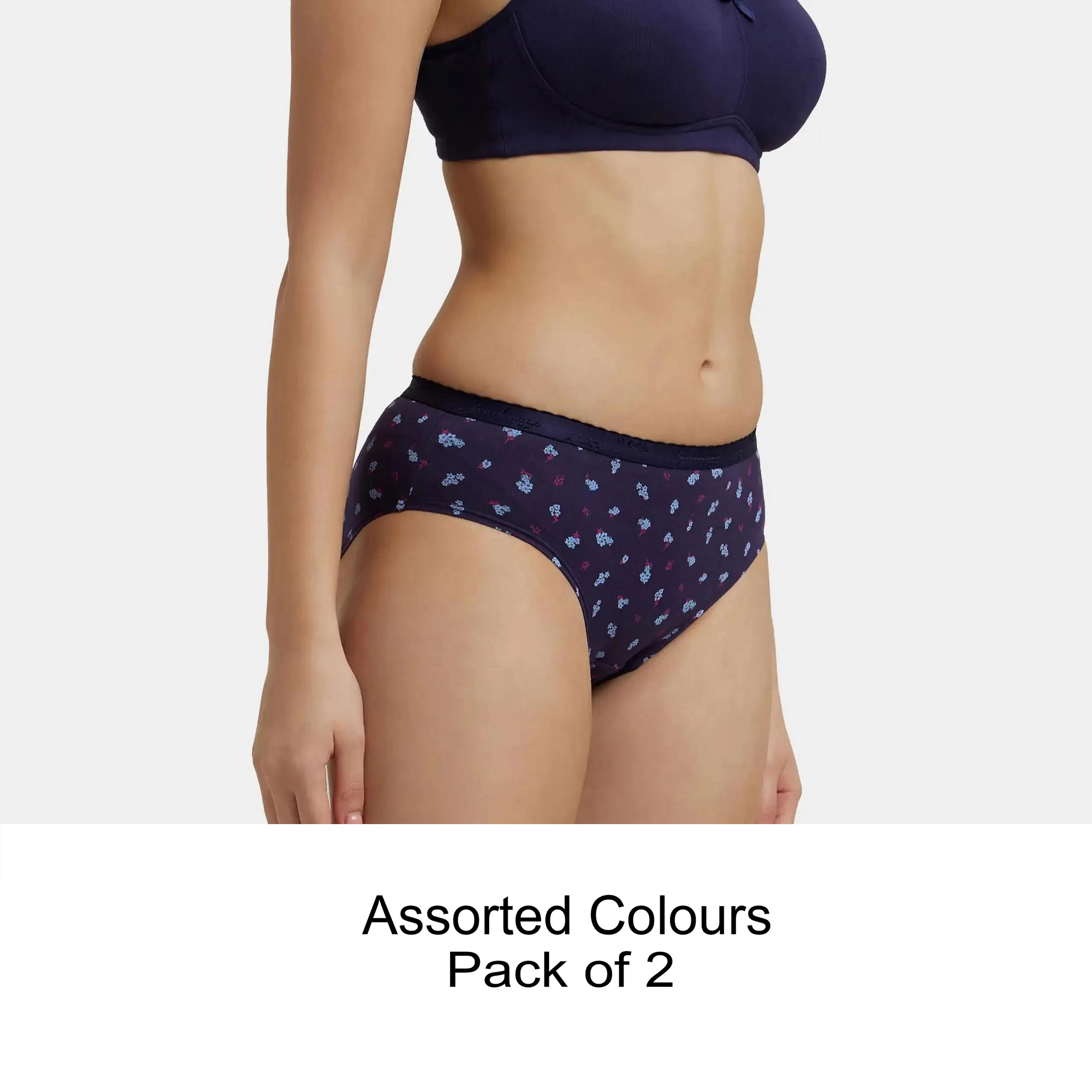 مجموعة متنوعة من 2 سراويل داخلية نسائية قطنية مطبوعة مريحة من جوكي-women-clothing-lingerie-panties-image-1