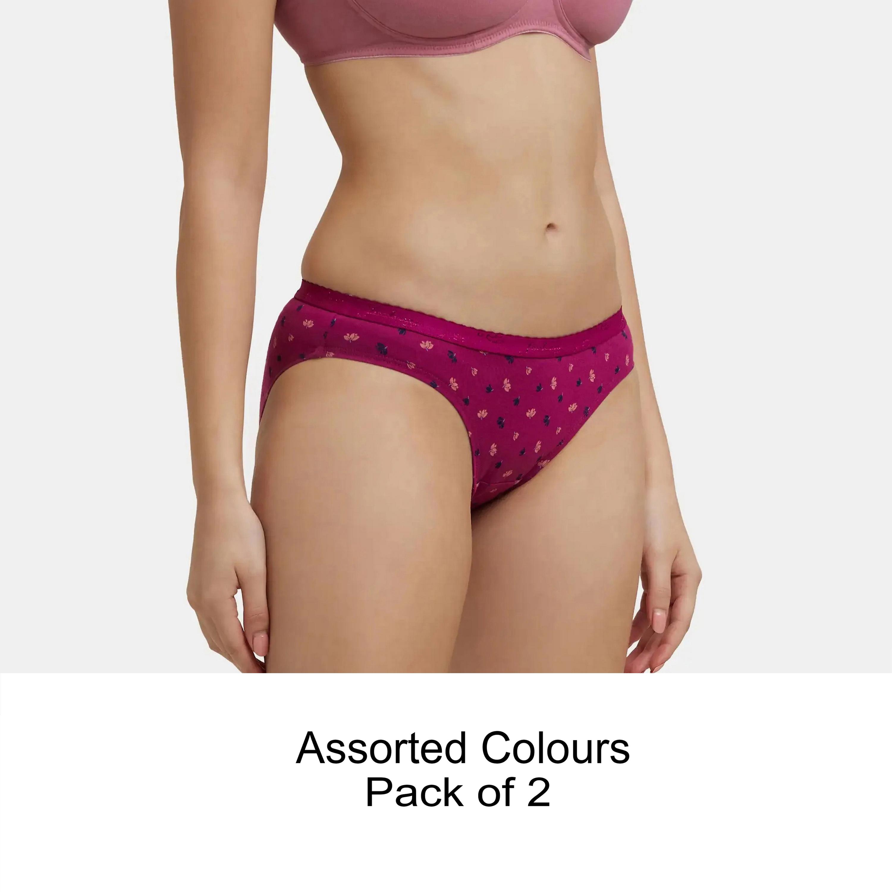 مجموعة متنوعة من 2 سراويل داخلية نسائية قطنية مطبوعة مريحة من جوكي-women-clothing-lingerie-panties-image-1