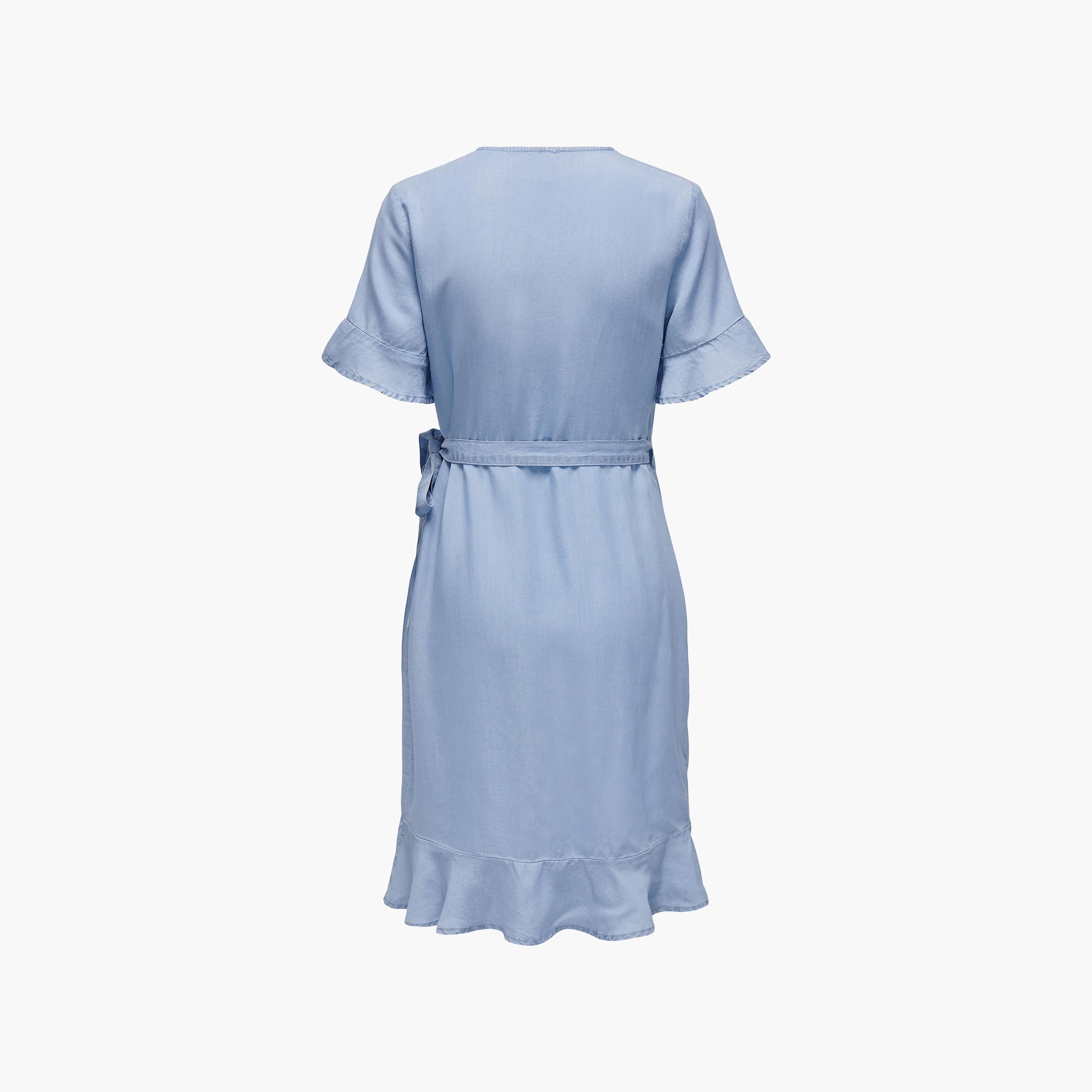 Vero Moda Blue Surplice Neck Wrap Women's Knee Dress-women-clothing-dresses-image-7