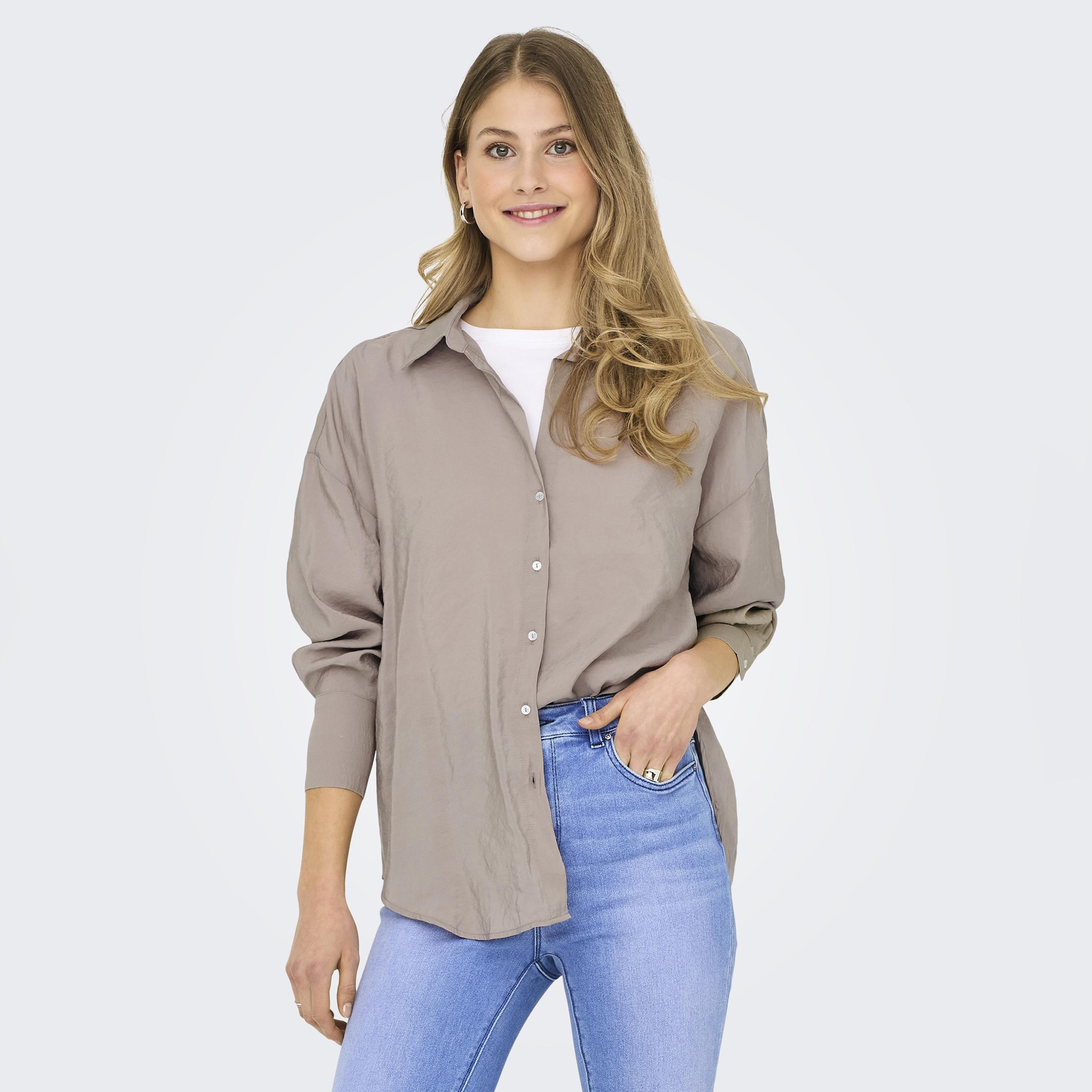 Vero Moda Brown Textured Collared Dropped Sleeves Women's Shirt-women-clothing-shirtsandblouses-shirts-image-1