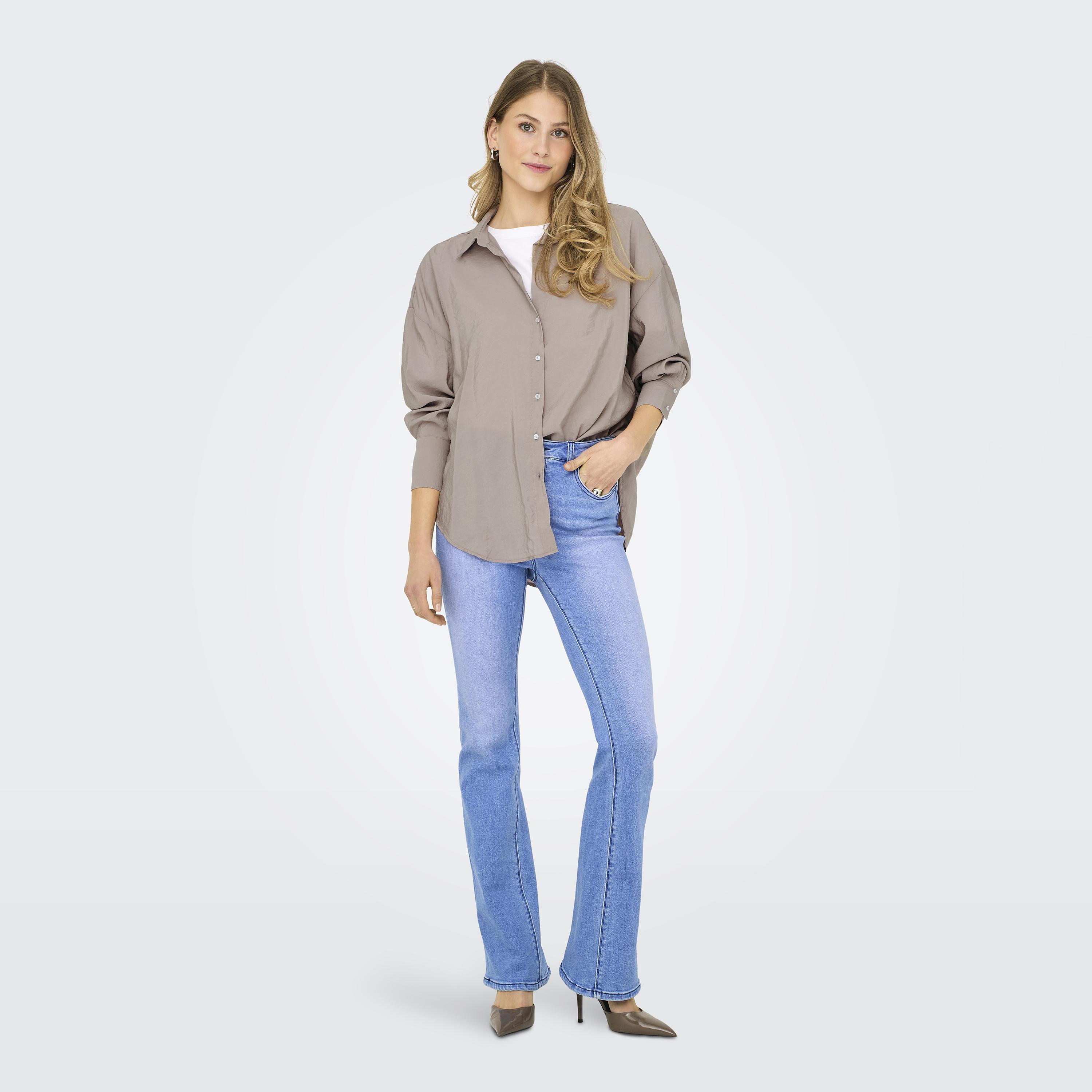 Vero Moda Brown Textured Collared Dropped Sleeves Women's Shirt-women-clothing-shirtsandblouses-shirts-image-2
