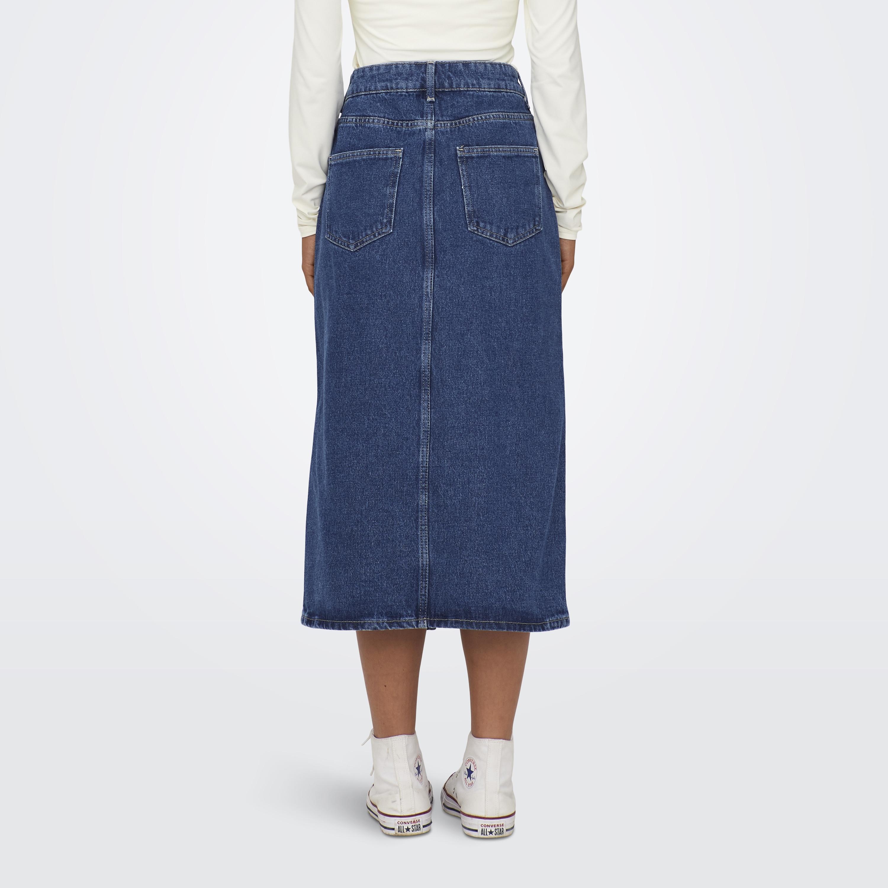 Vero Moda Blue Cotton Slit Women's Midi Skirt-women-clothing-skirts-image-3