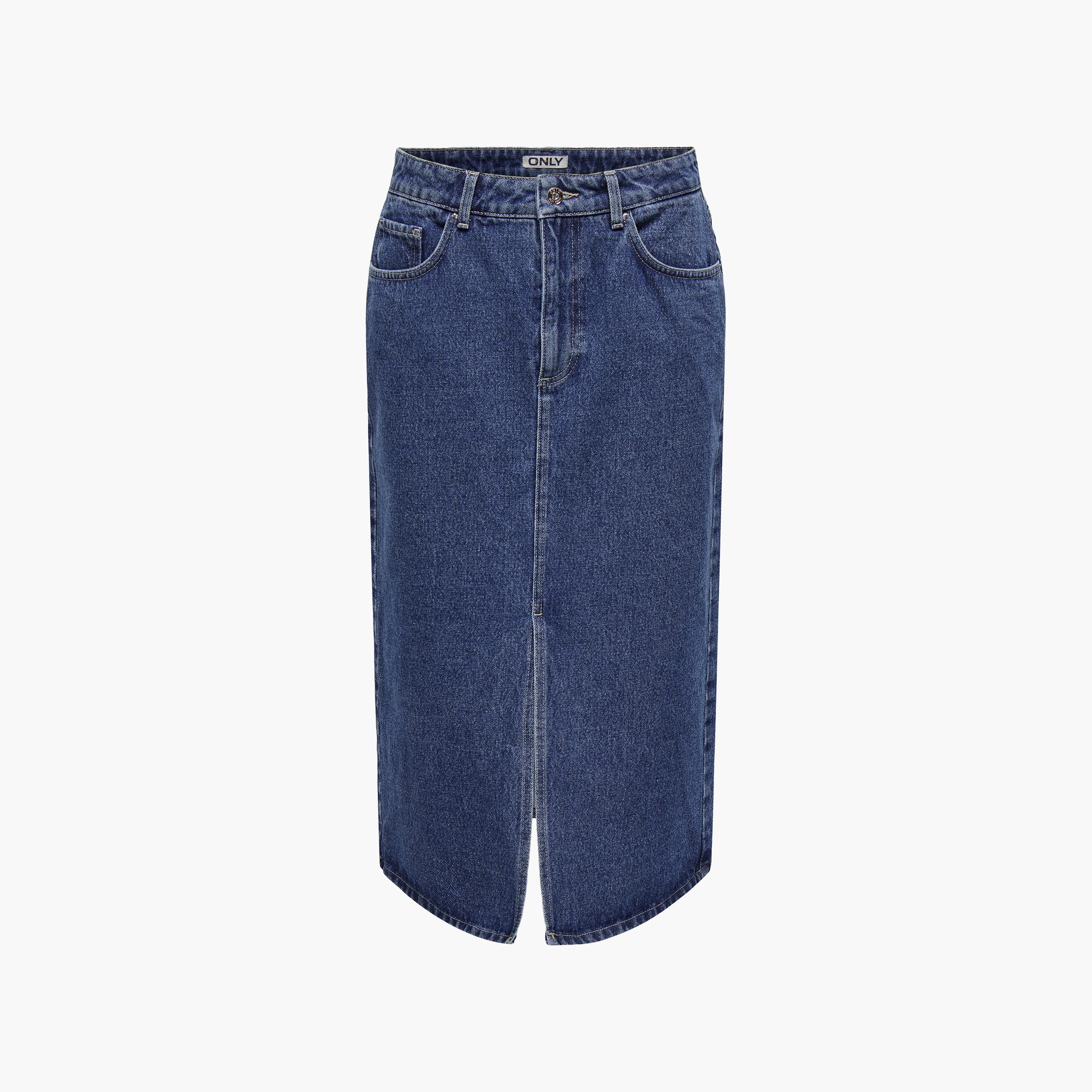 Vero Moda Blue Cotton Slit Women's Midi Skirt-women-clothing-skirts-image-5