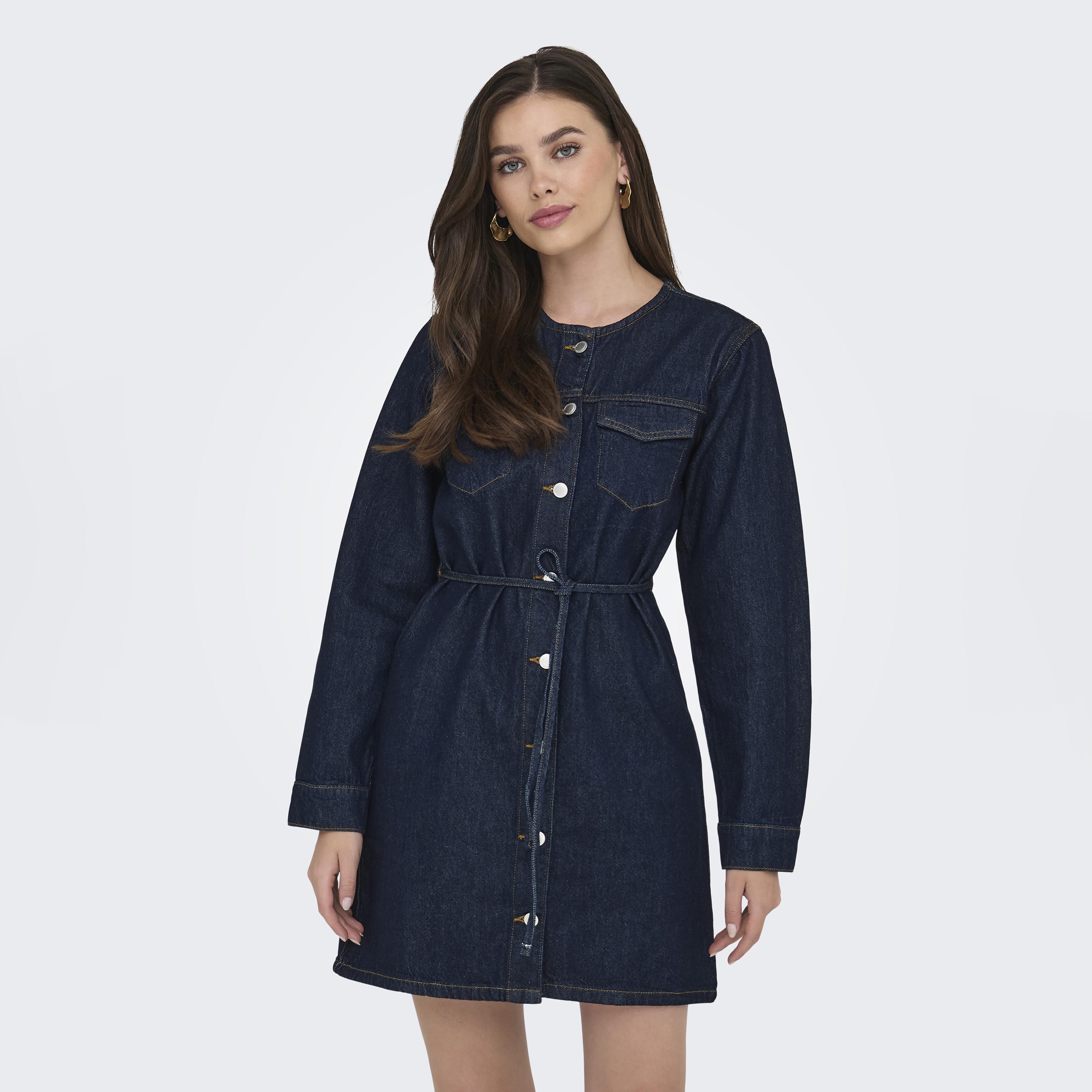 فستان ميني جينز قطن حريمي باللون الأزرق من فيرو مودا-women-clothing-dresses-image-1