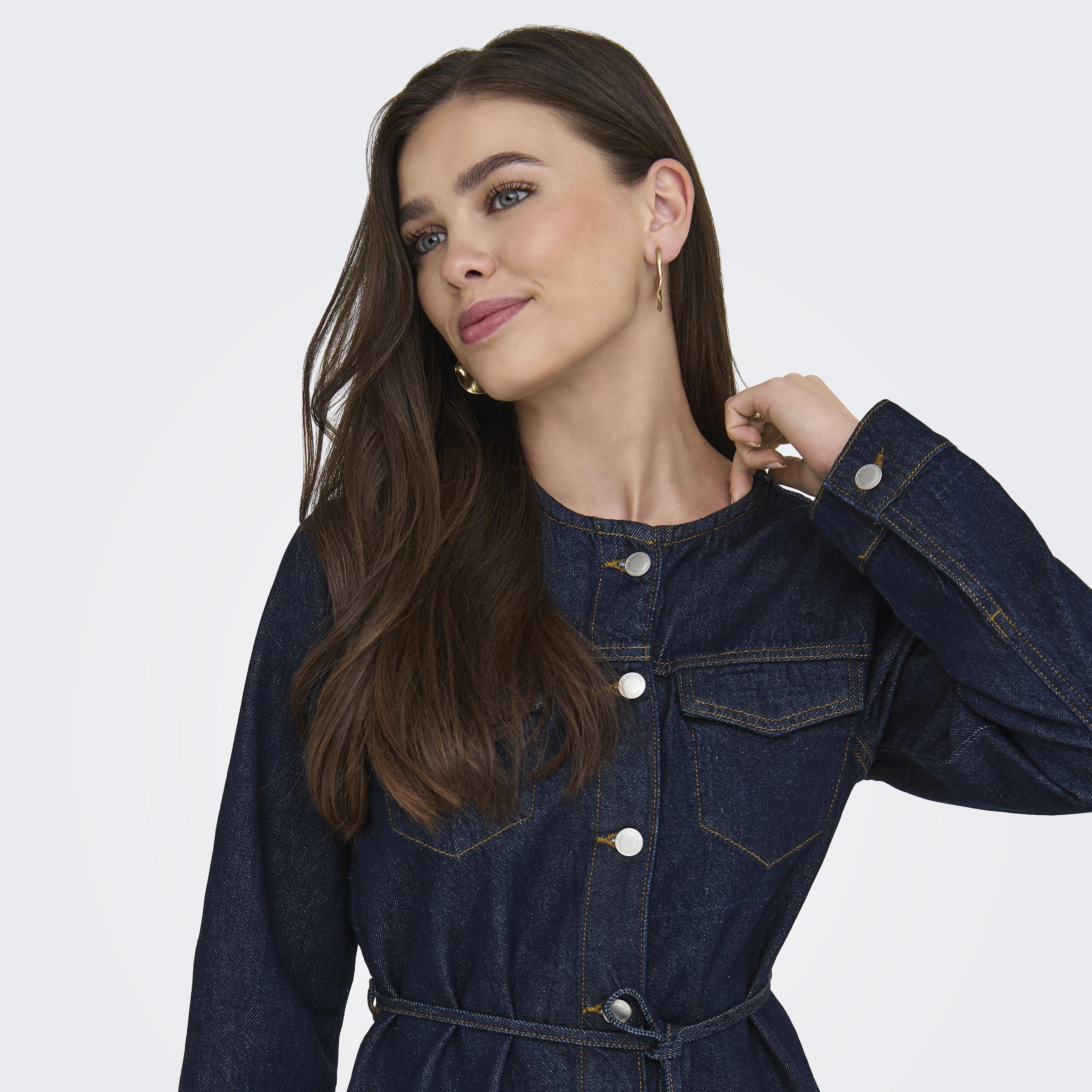 فستان ميني جينز قطن حريمي باللون الأزرق من فيرو مودا-women-clothing-dresses-image-4
