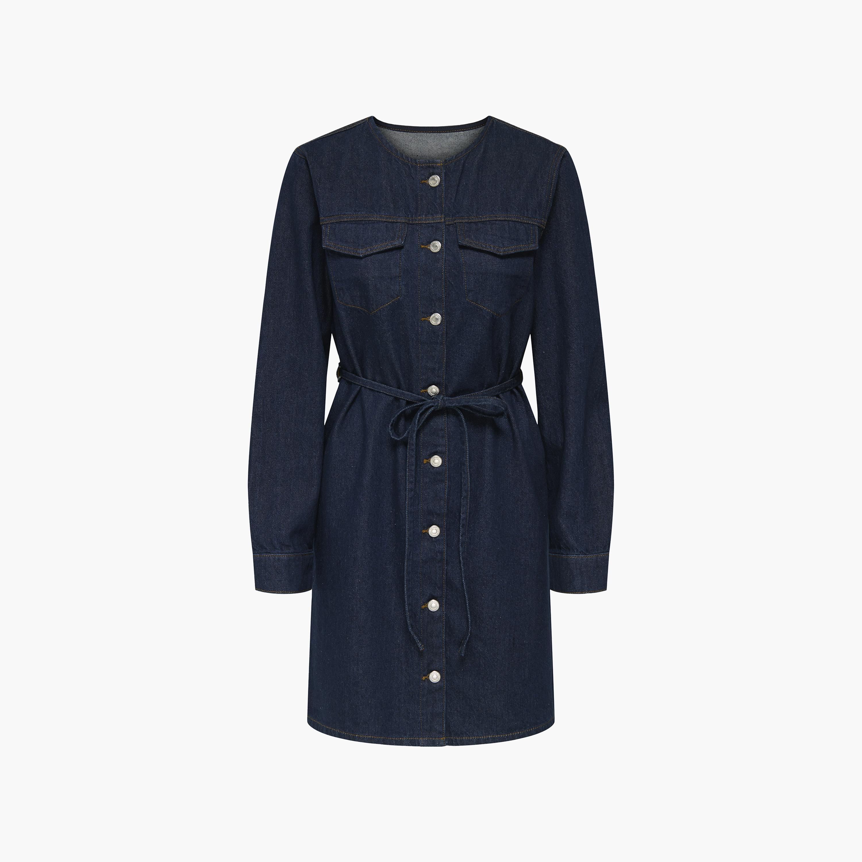 فستان ميني جينز قطن حريمي باللون الأزرق من فيرو مودا-women-clothing-dresses-image-6