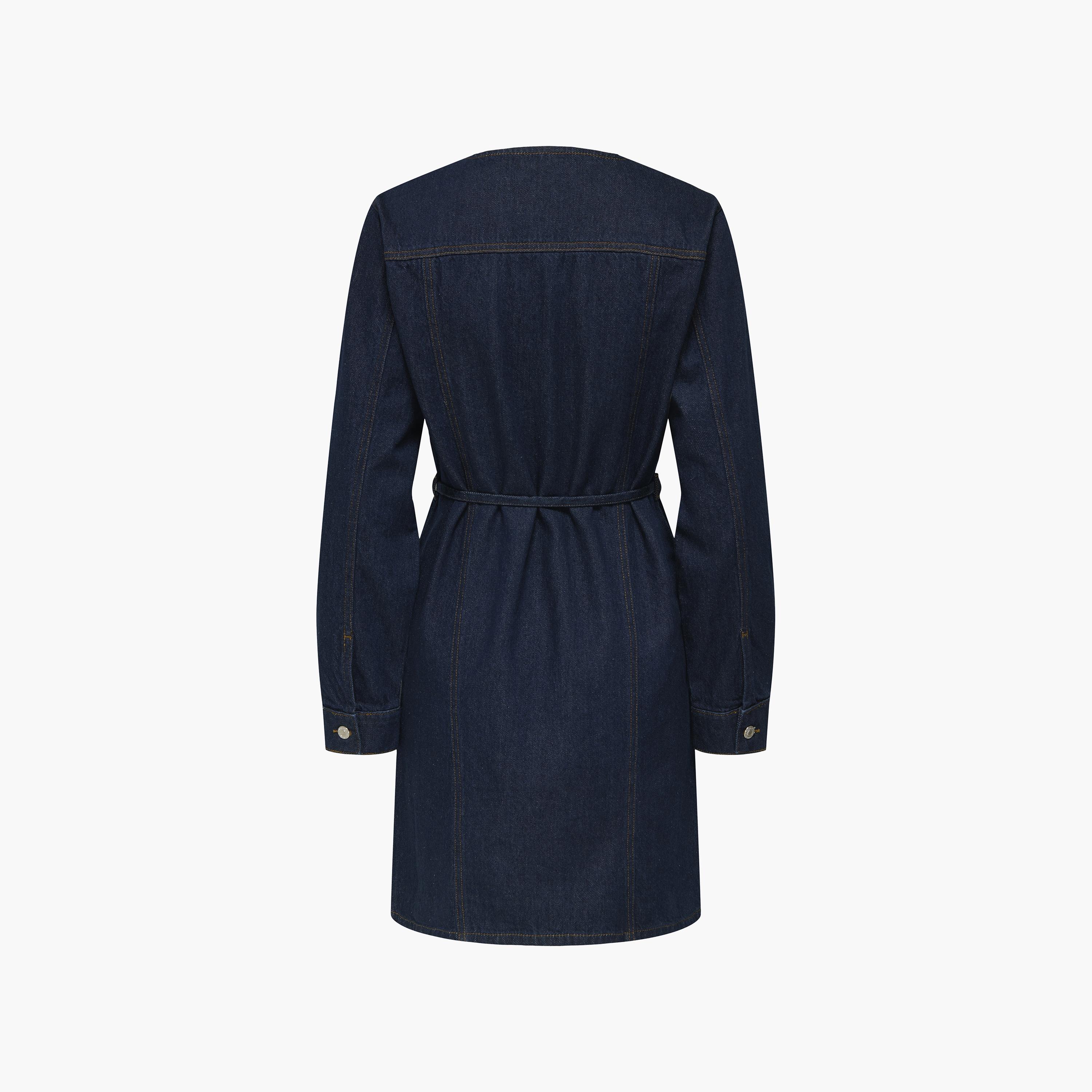 فستان ميني جينز قطن حريمي باللون الأزرق من فيرو مودا-women-clothing-dresses-image-7