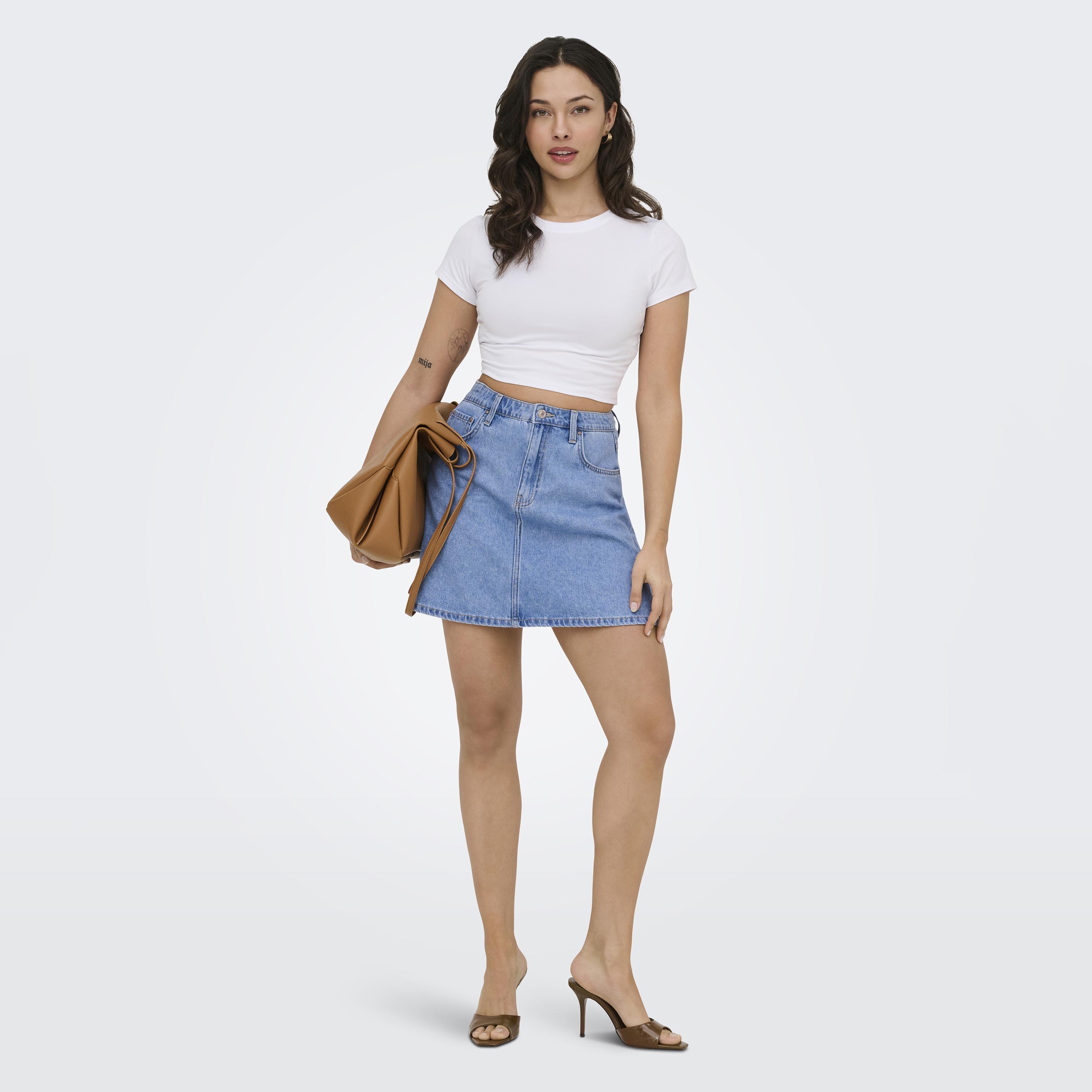 Vero Moda Blue Cotton A-line Women's Mini Skirt-women-clothing-skirts-image-2