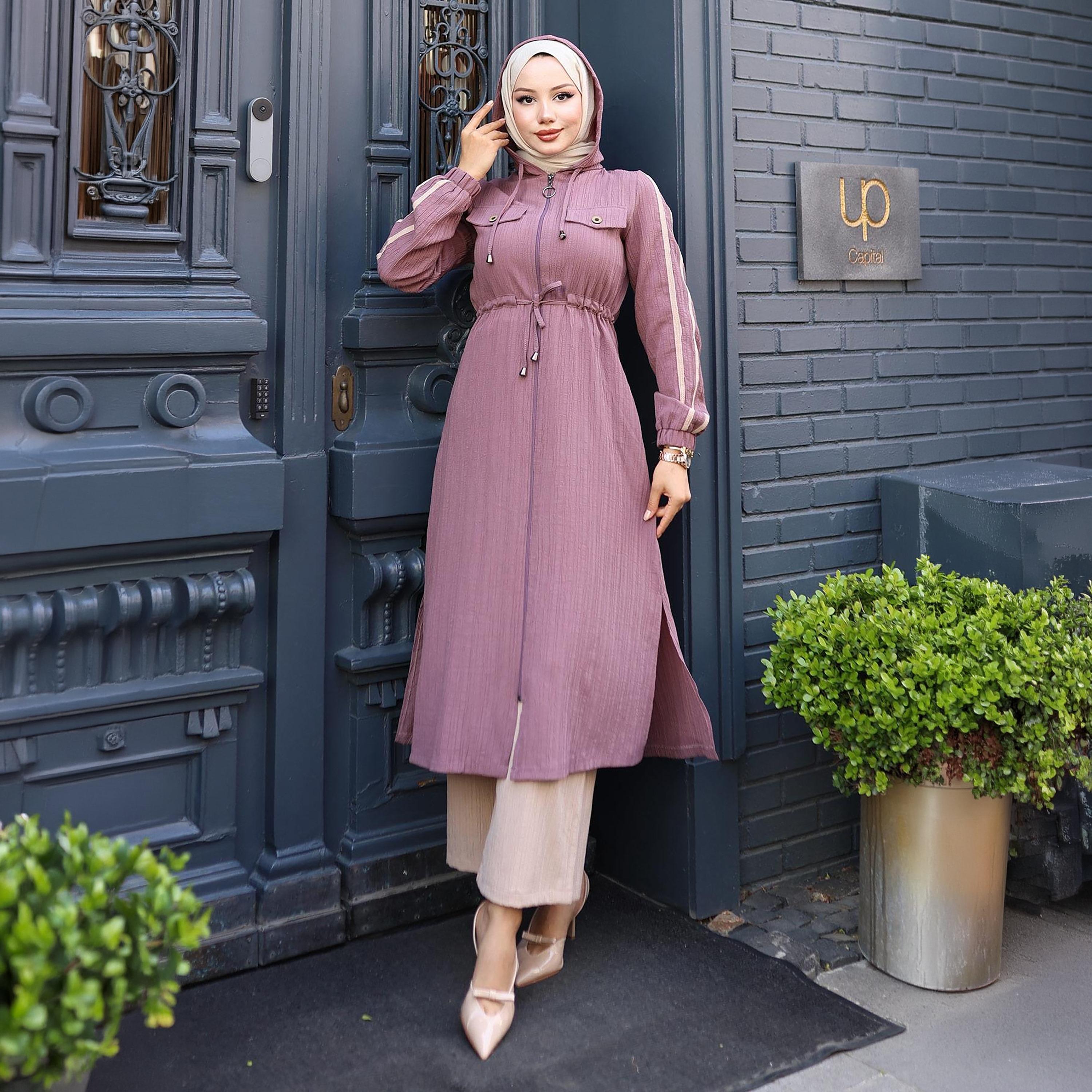 Turkish Souq Pink Crinkled Linen Tunic & Trousers Women's Set-women-clothing-coordsets-image-2