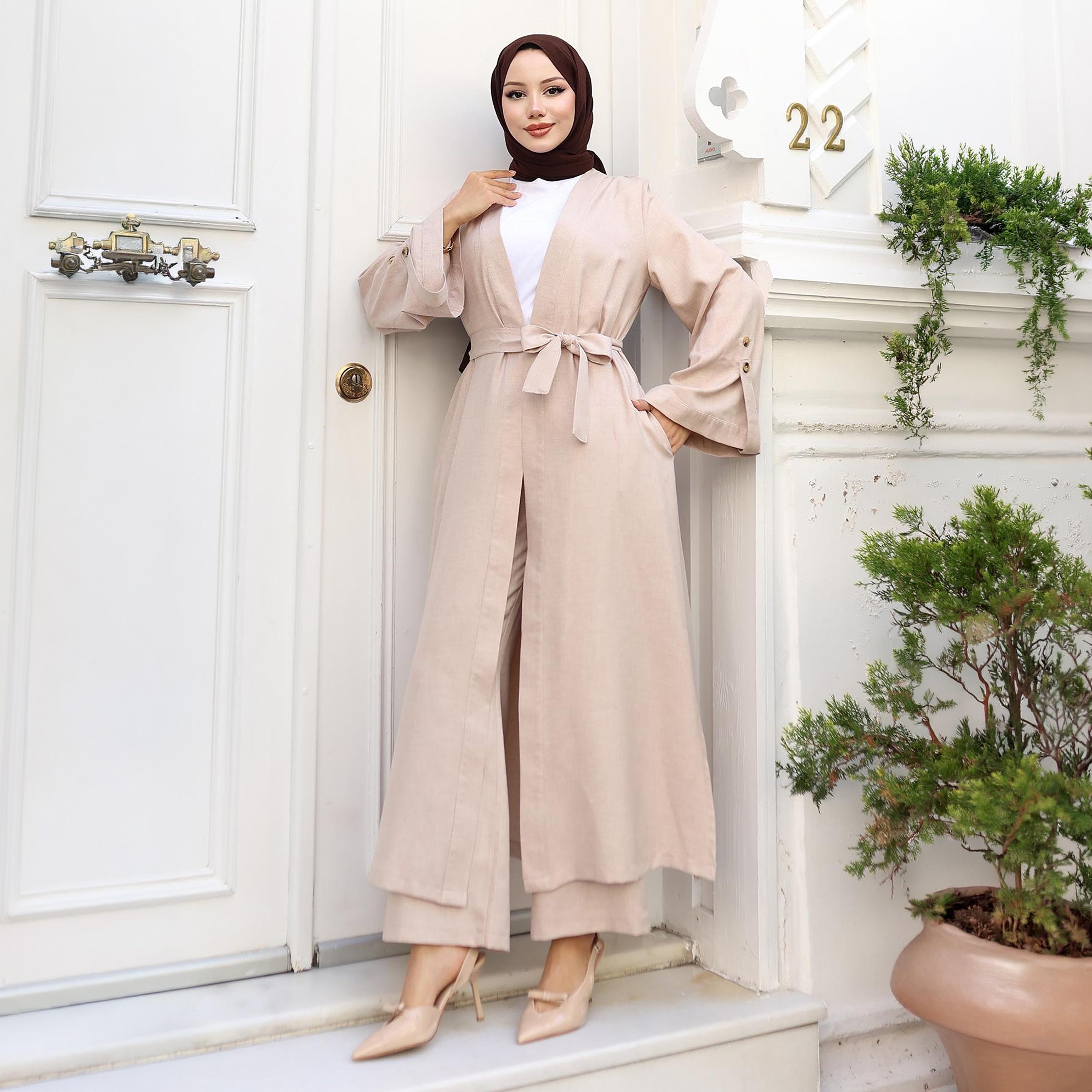 Turkish Souq Linen Kimono & Trousers Women's Set-women-clothing-coordsets-image-2