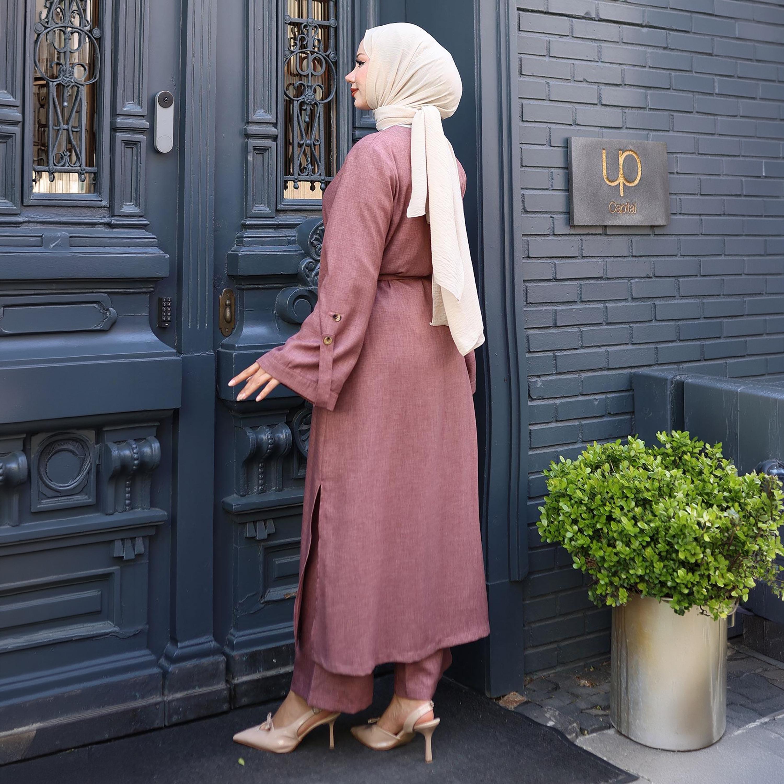 Turkish Souq Linen Kimono & Trousers Women's Set-women-clothing-coordsets-image-3