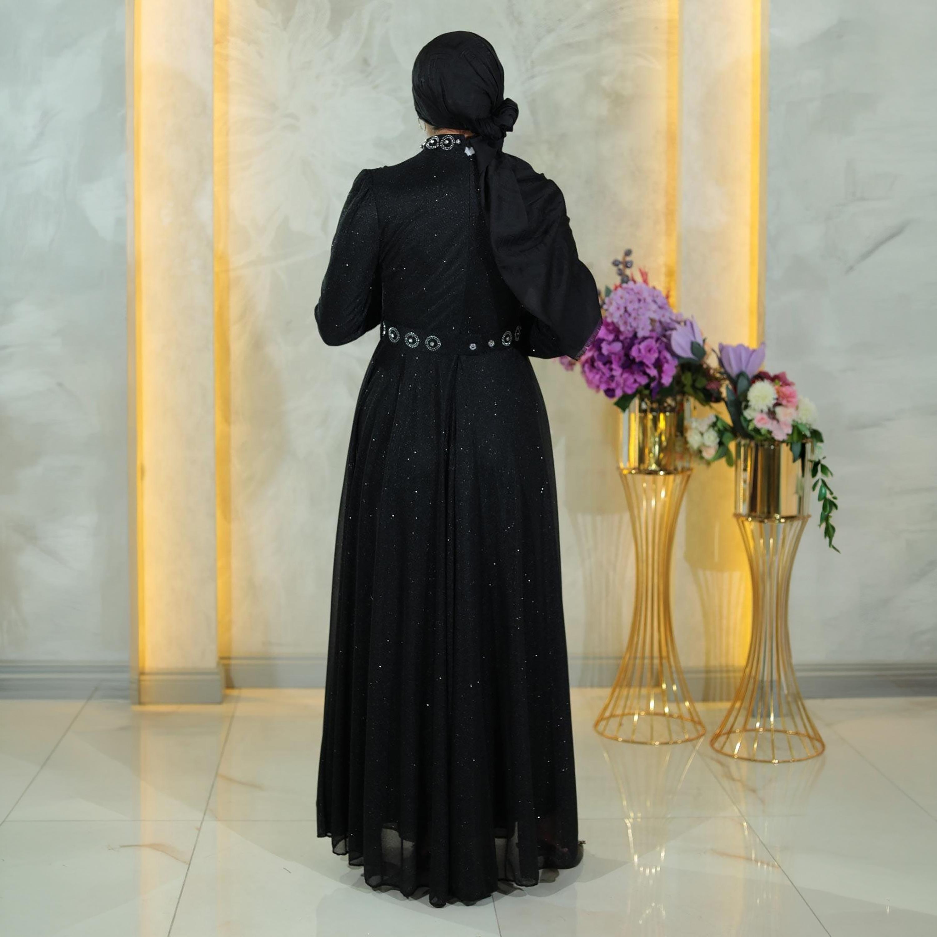 فستان سهرة ماكسي محتشم نسائي براق من الشيفون من توركيش سوق-women-clothing-dresses-image-3