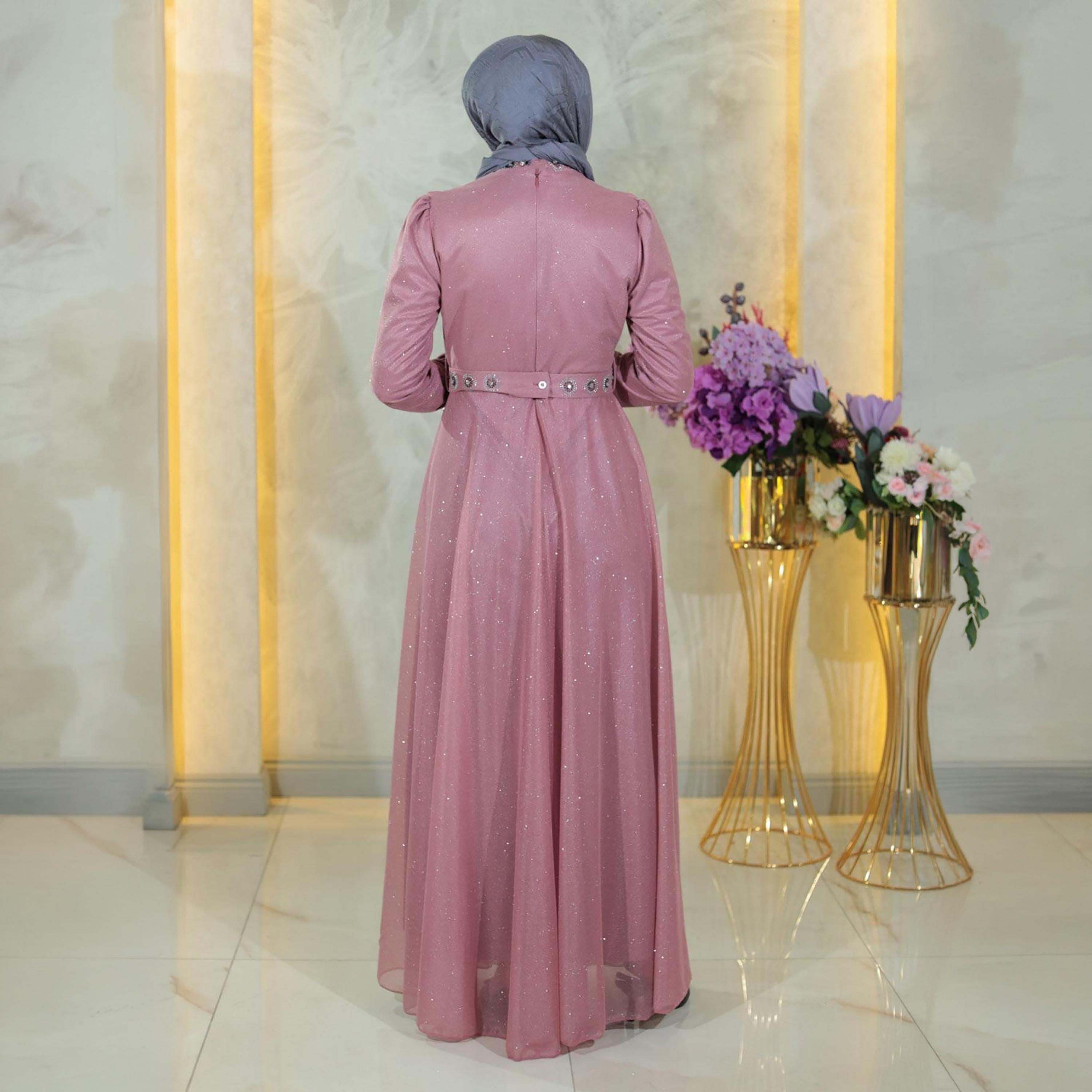 Turkish Souq Shimmer Evening Women's Maxi Modest Dress in Chiffon-women-clothing-dresses-image-3
