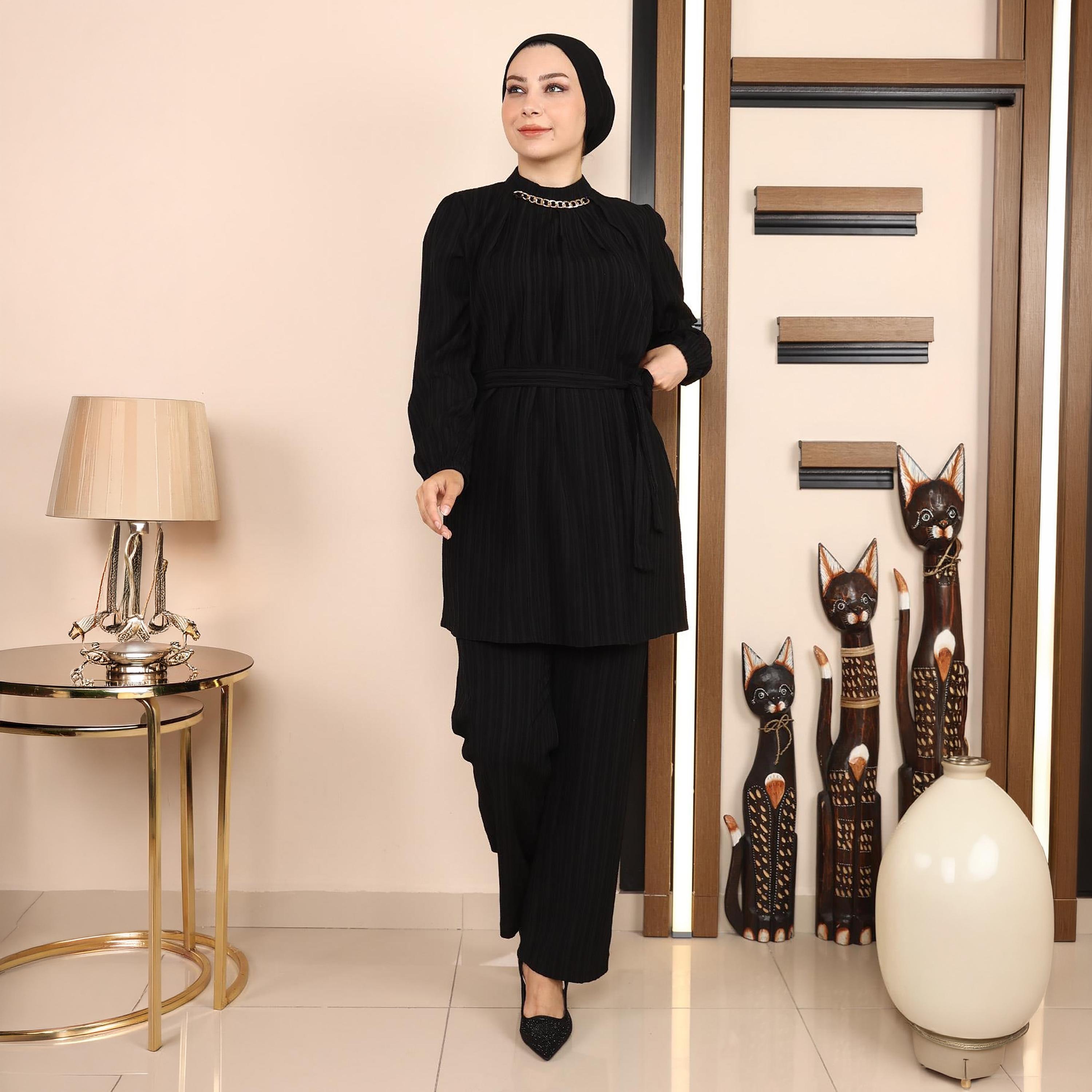 Turkish Souq Textured Tunic & Trousers Women's Set-women-clothing-coordsets-image-1